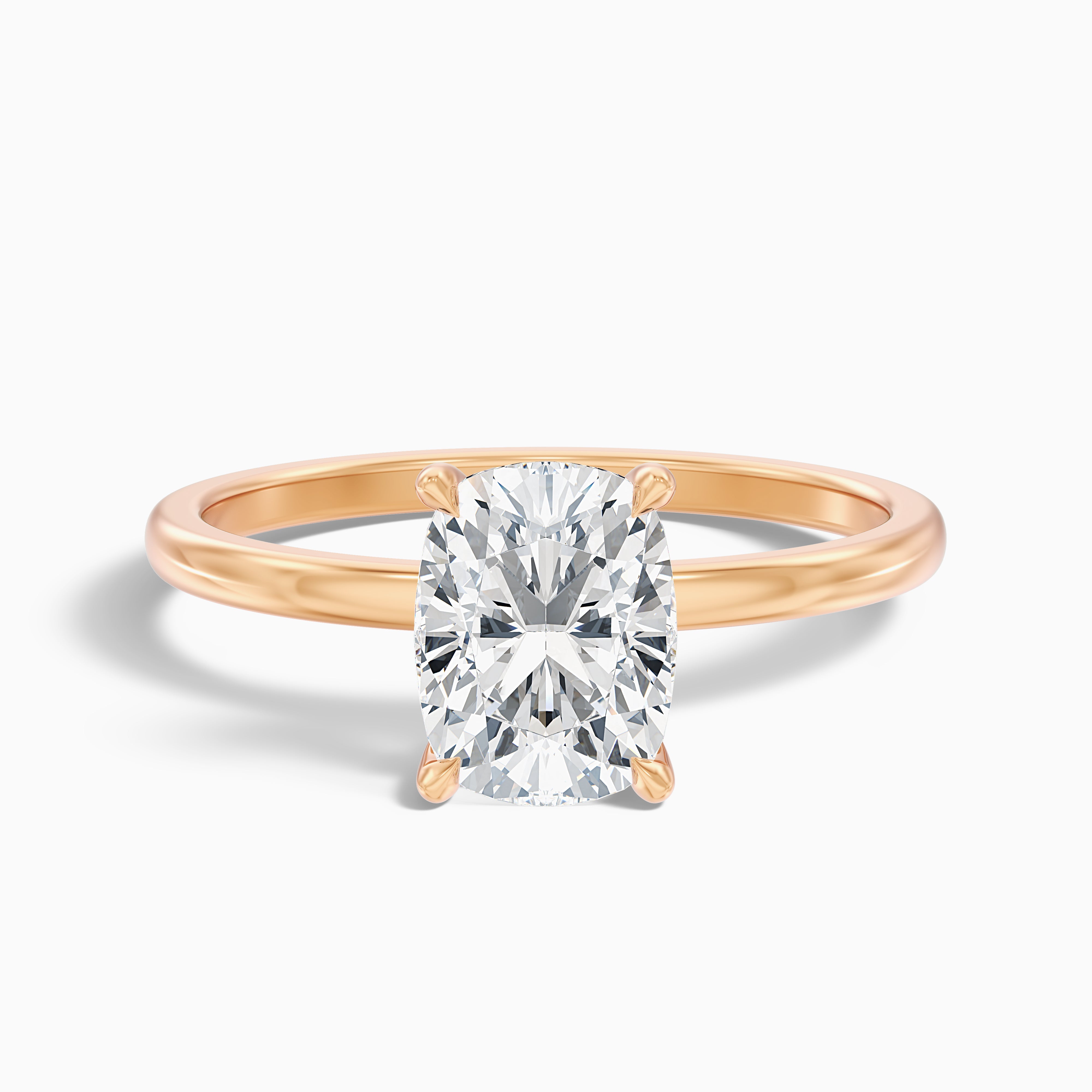 Emily Elongated Cushion Cut Hidden Halo Moissanite Diamond Engagement Ring