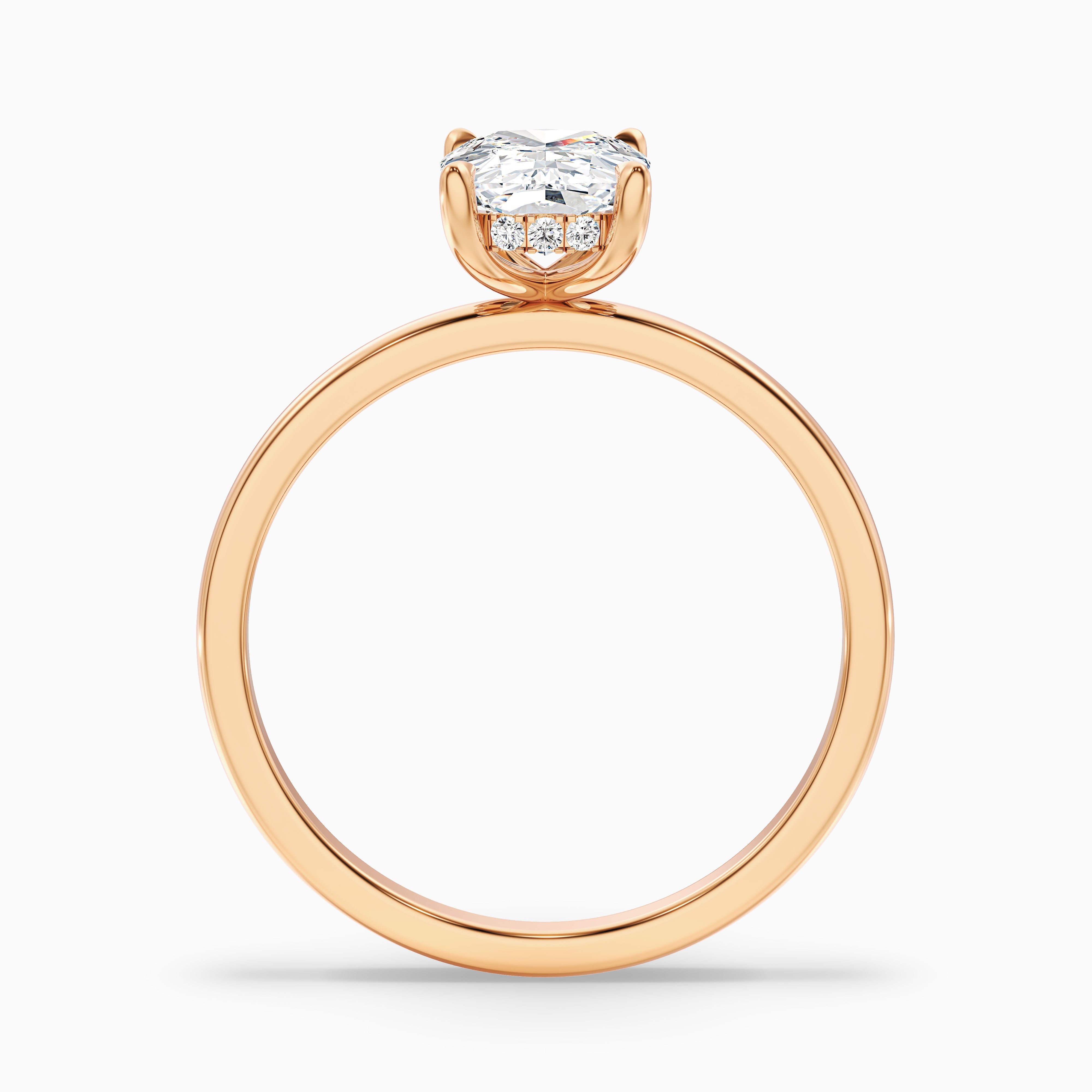 Emily Elongated Cushion Cut Hidden Halo Moissanite Diamond Engagement Ring