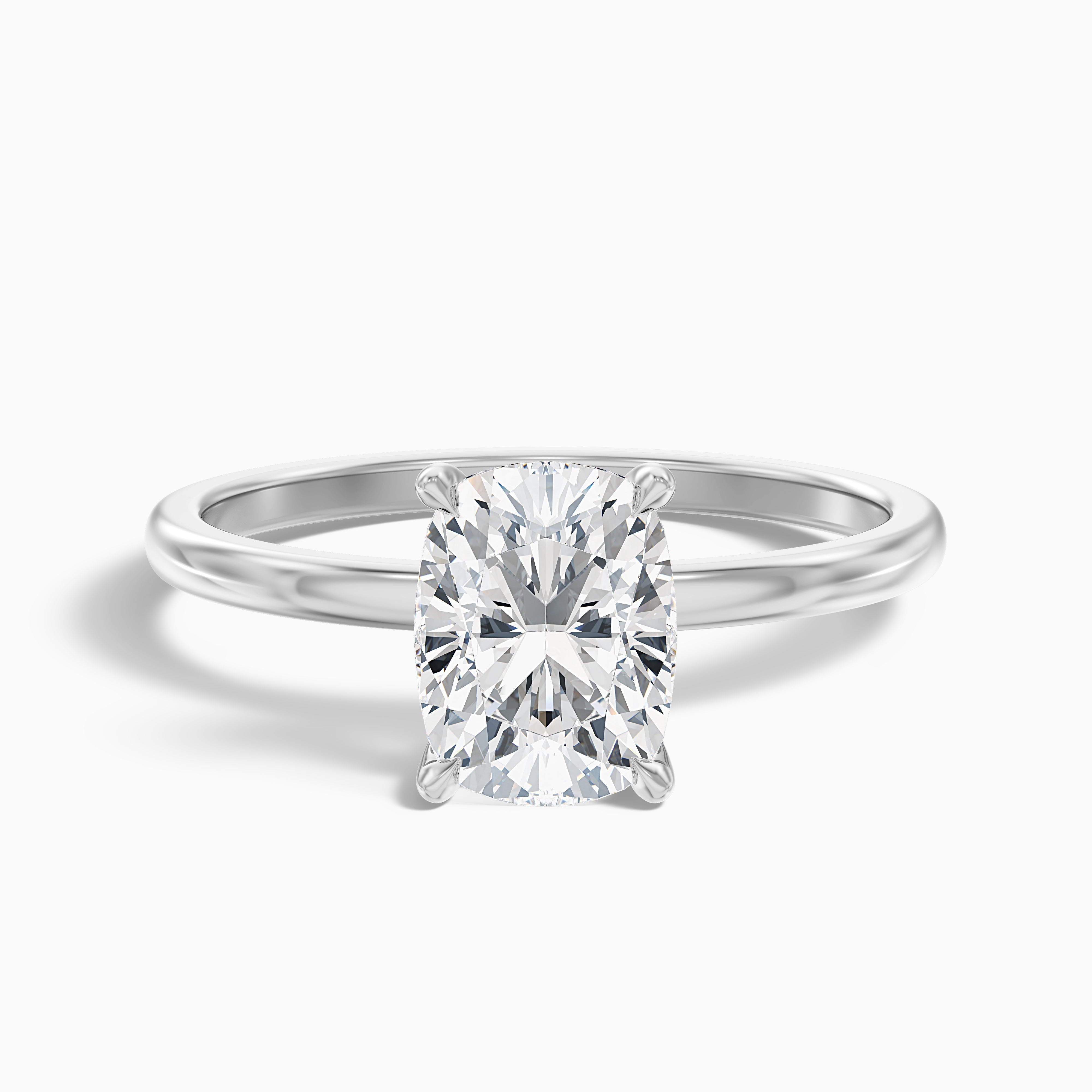 Emily Elongated Cushion Cut Hidden Halo Lab Grown Diamond Engagement Ring