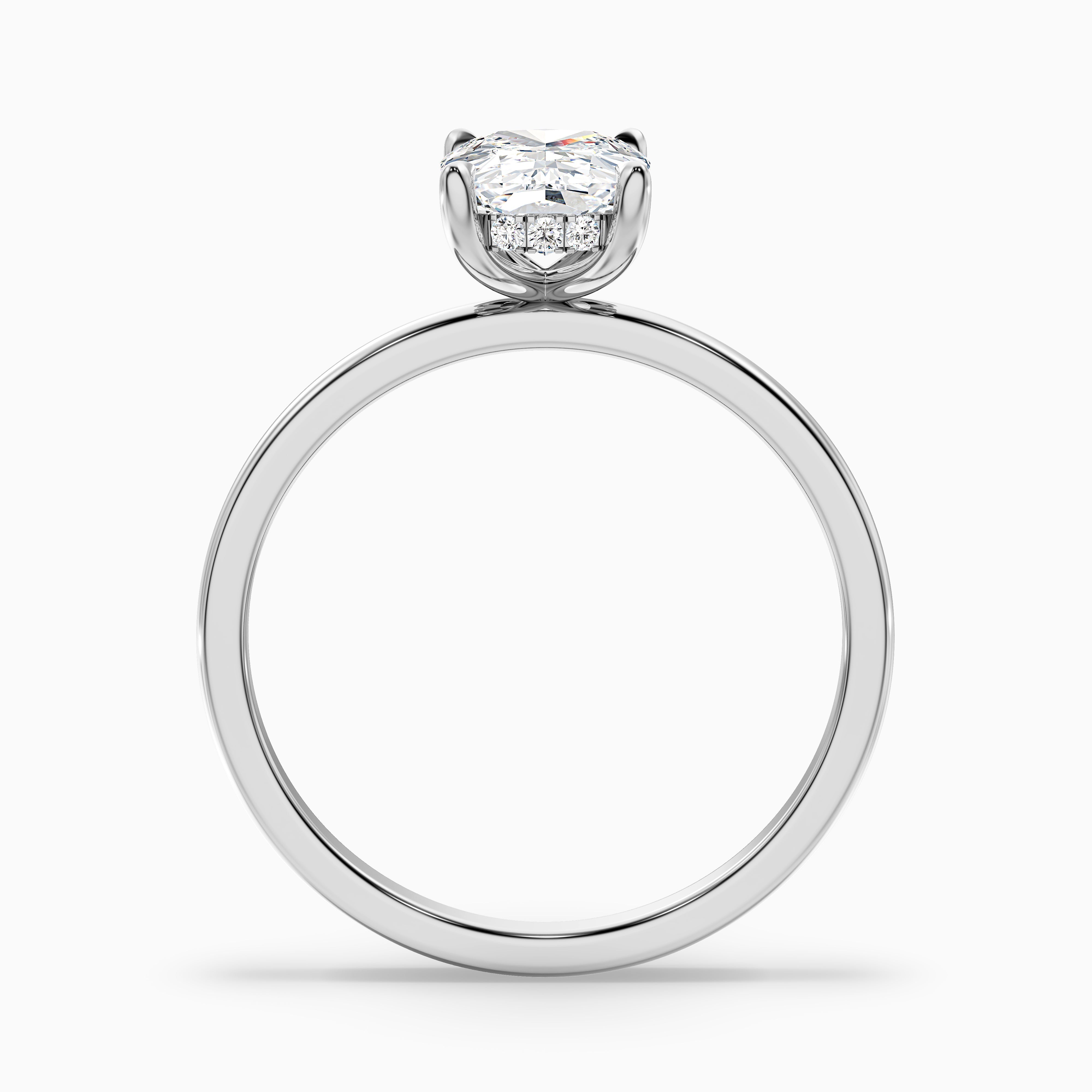 Emily Elongated Cushion Cut Hidden Halo Moissanite Diamond Engagement Ring