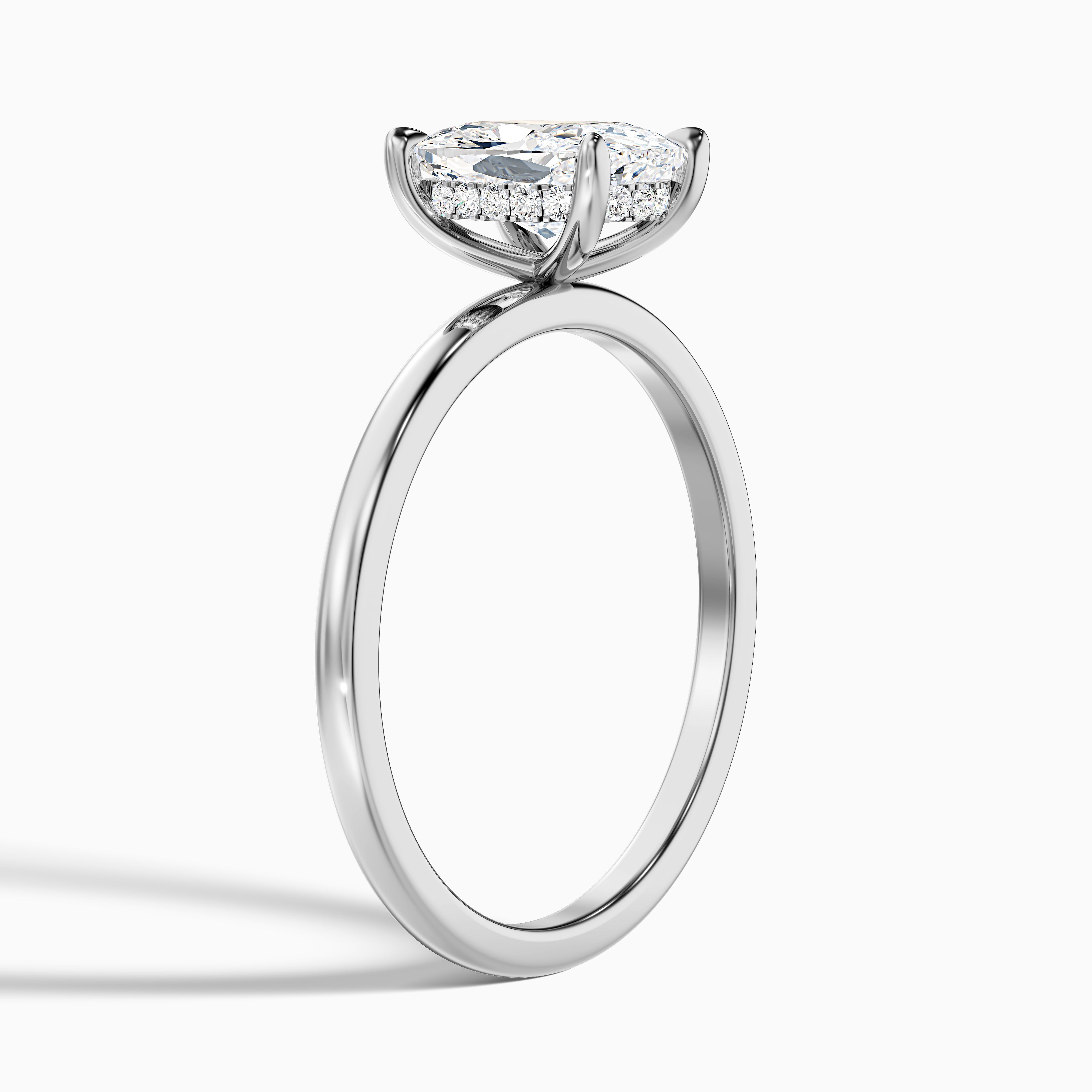 Emily Elongated Cushion Cut Hidden Halo Lab Grown Diamond Engagement Ring