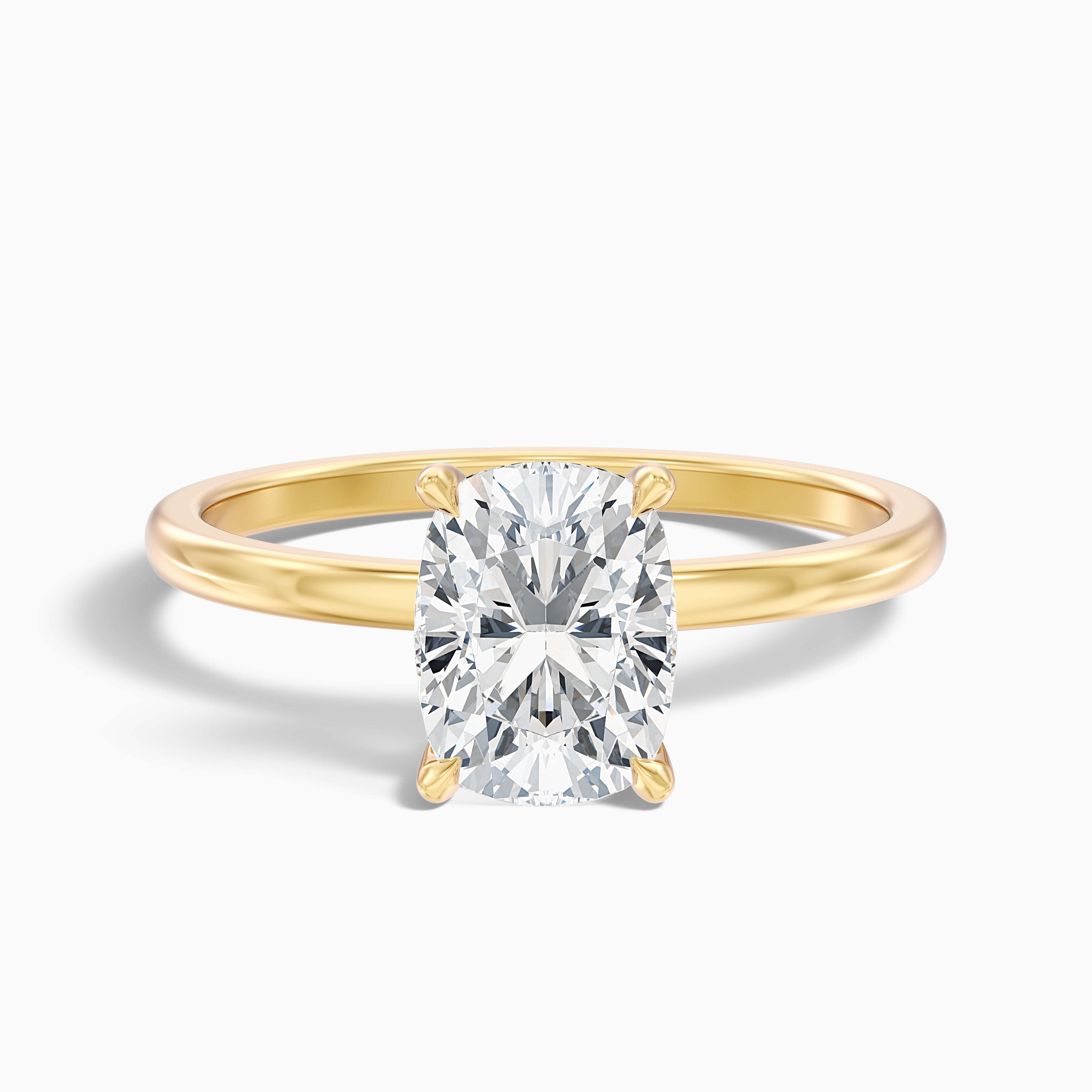Emily Elongated Cushion Cut Hidden Halo Moissanite Diamond Engagement Ring
