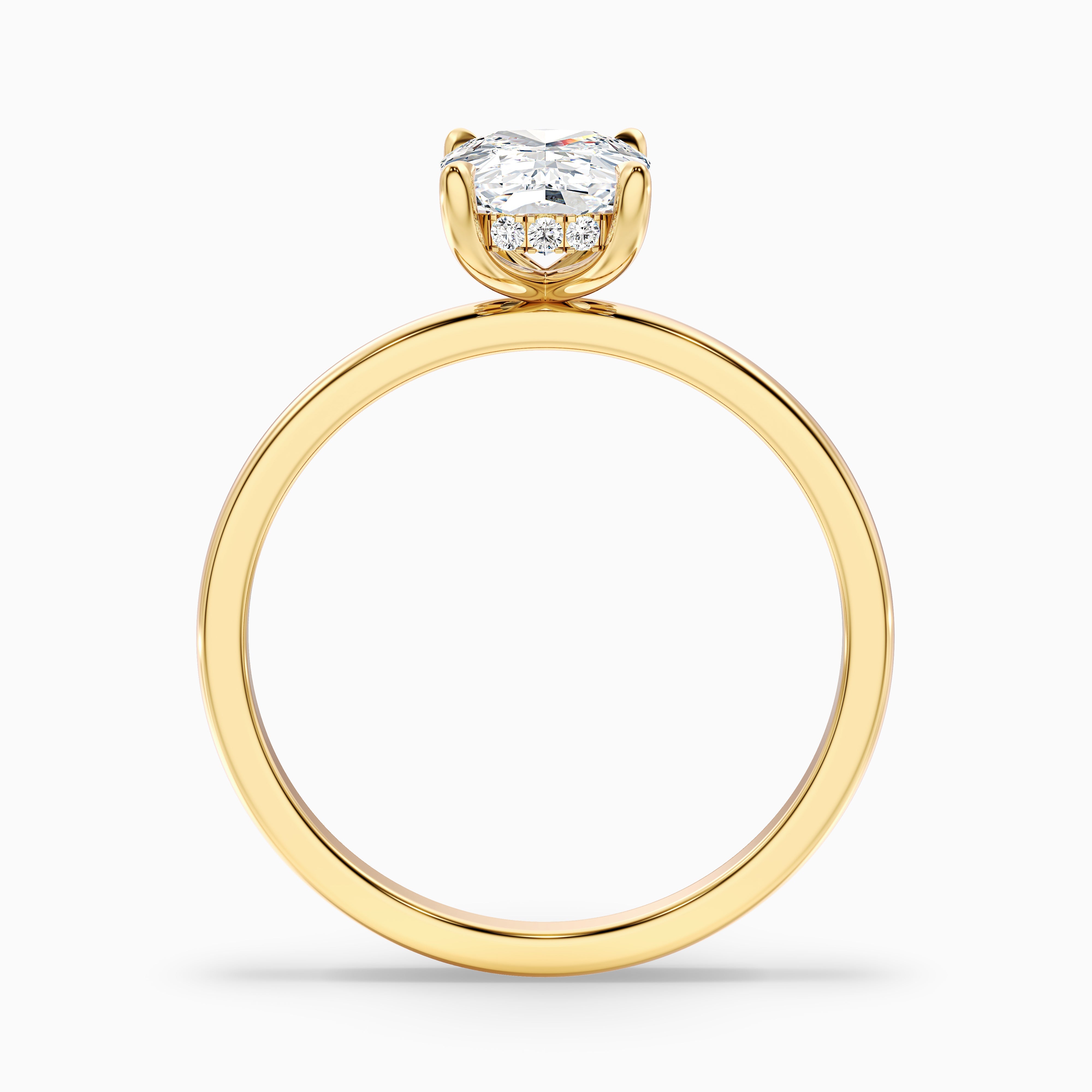 Emily Elongated Cushion Cut Hidden Halo Moissanite Diamond Engagement Ring