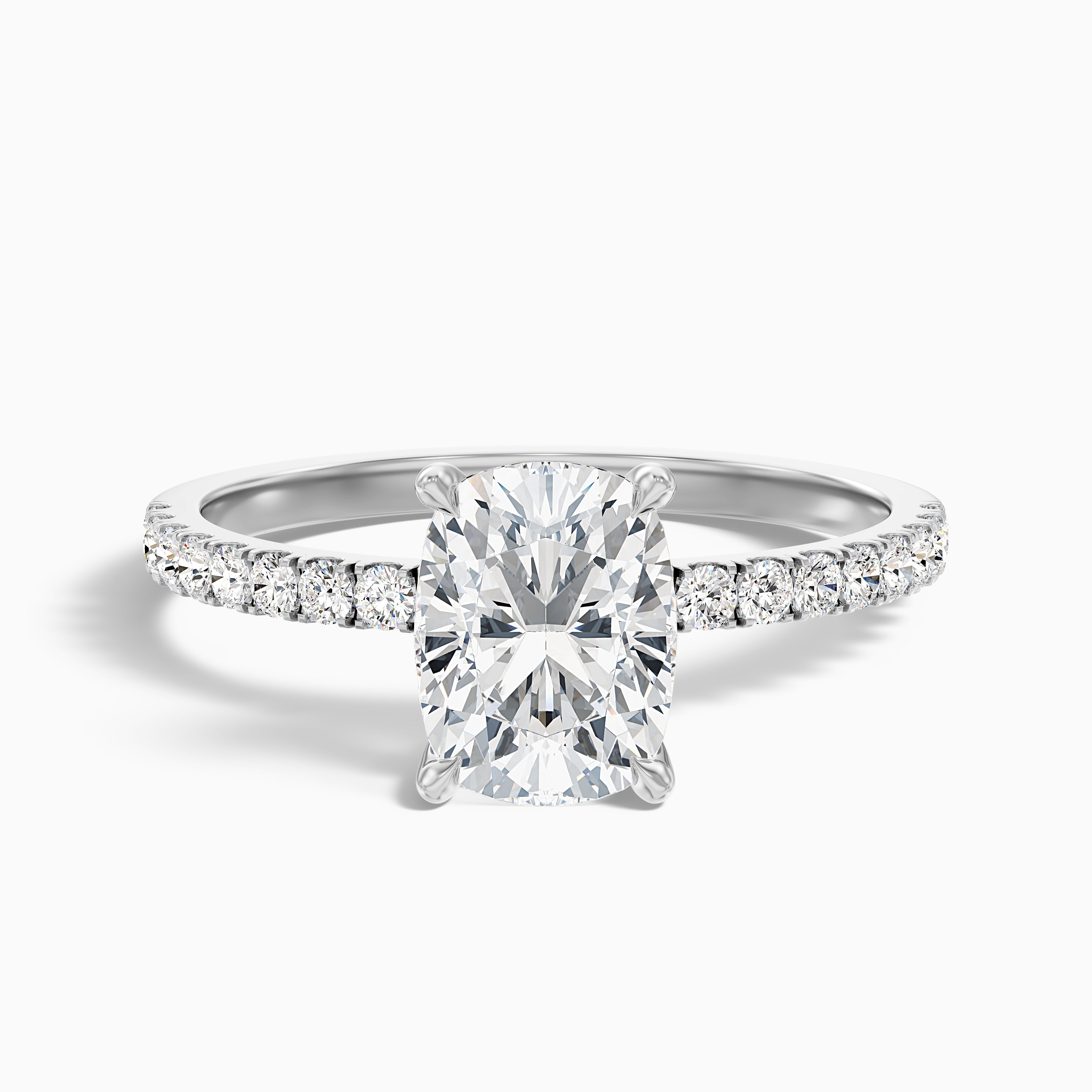 Jennifer Elongated Cushion Cut Hidden Halo Pave Moissanite Diamond Ring
