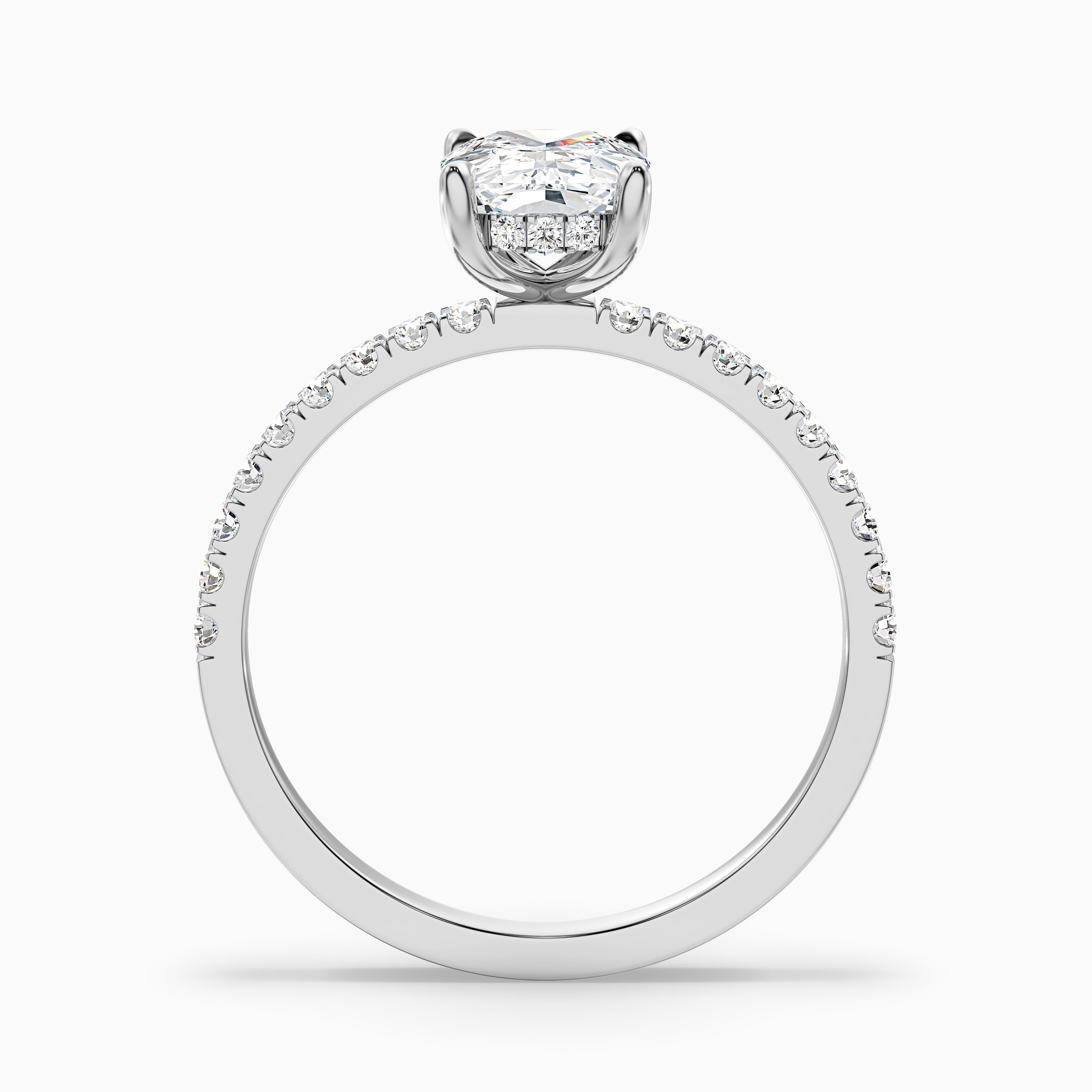 Jennifer Elongated Cushion Cut Hidden Halo Pave Moissanite Diamond Ring