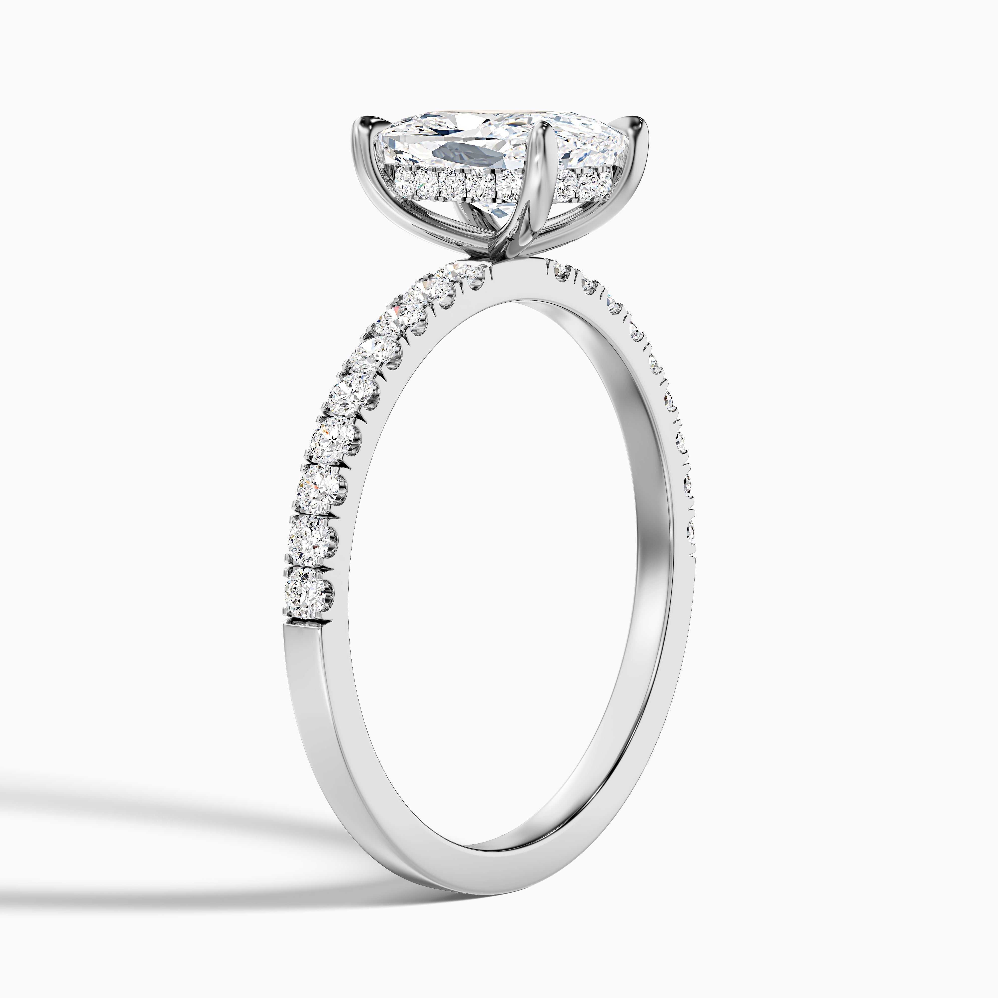 Jennifer Elongated Cushion Cut Hidden Halo Pave Lab Grown Diamond Ring