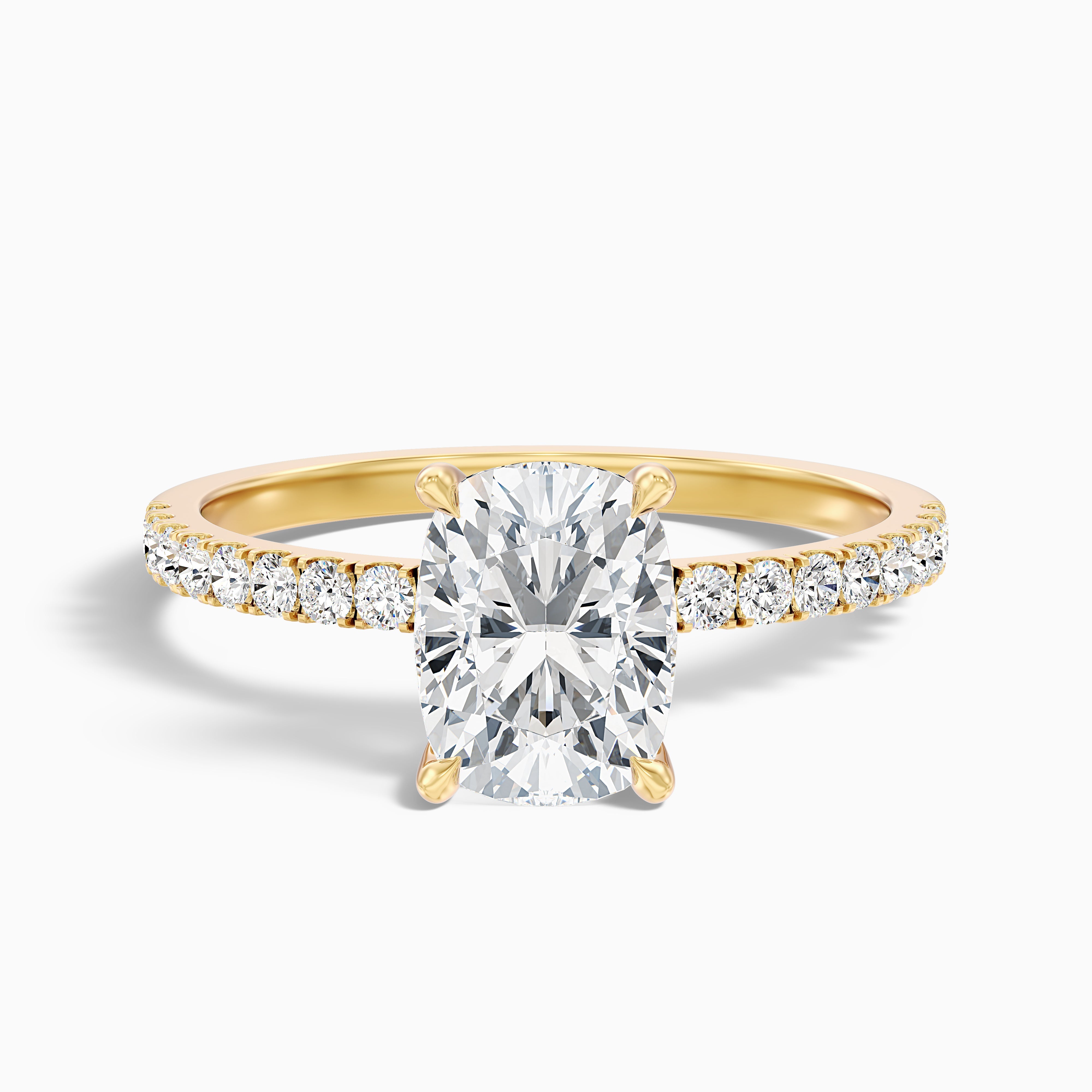 Jennifer Elongated Cushion Cut Hidden Halo Pave Moissanite Diamond Ring