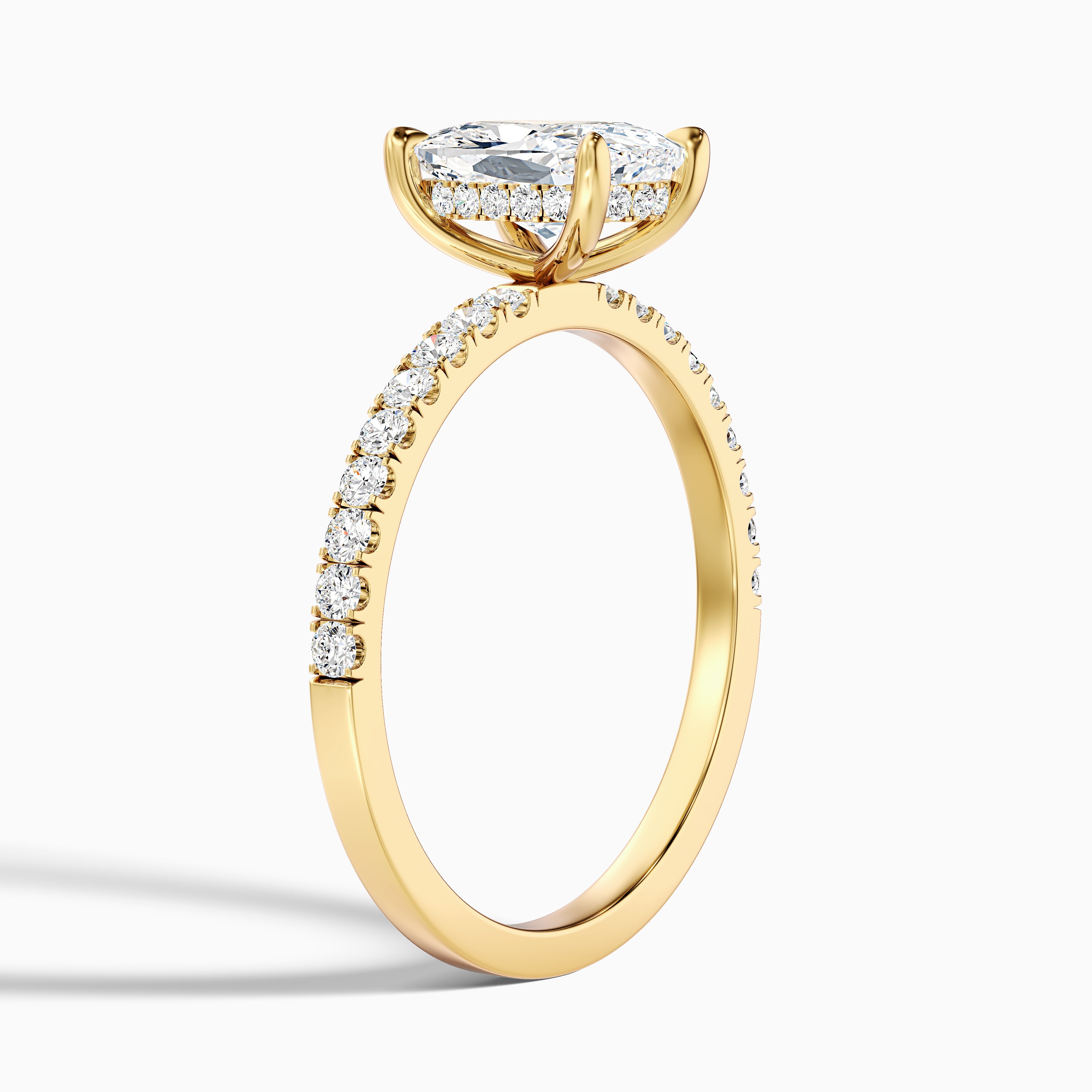 Jennifer Elongated Cushion Cut Hidden Halo Pave Lab Grown Diamond Ring