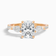 Zoe Elongated Cushion Cut Three Stone Pave Moissanite Diamond Ring