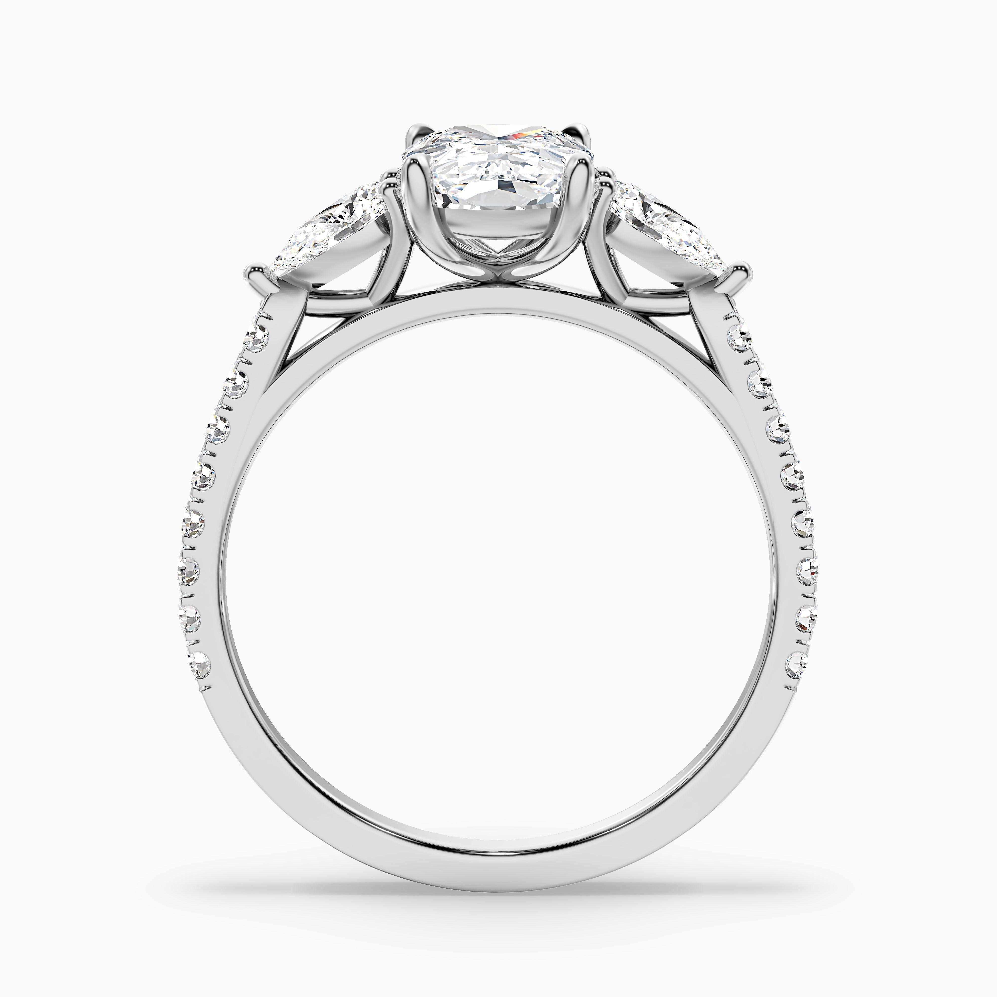 Zoe Elongated Cushion Cut Three Stone Pave Moissanite Diamond Ring