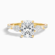 Zoe Elongated Cushion Cut Three Stone Pave Lab Grown Diamond Ring