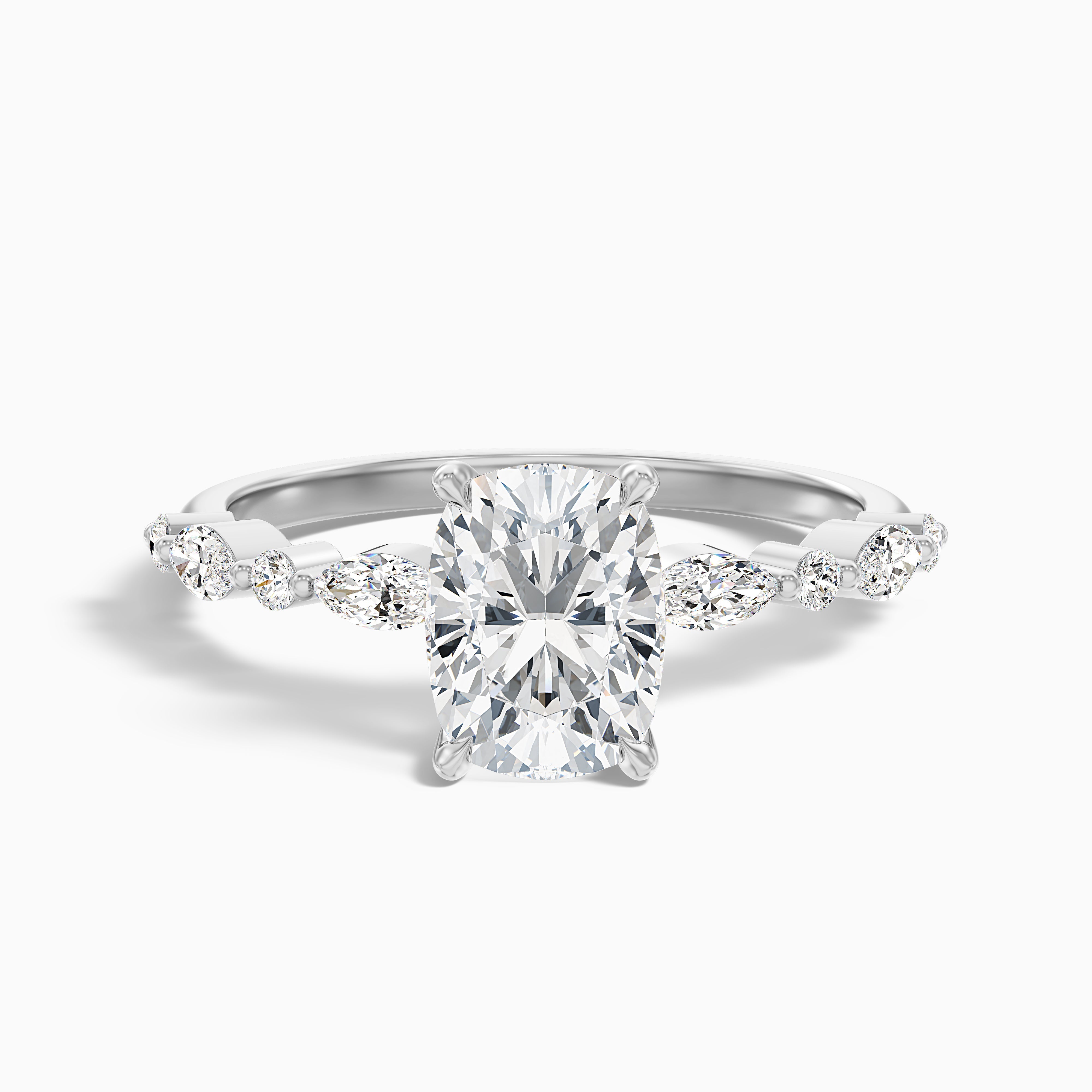 Hailee Elongated Cushion Cut Hidden Halo Pave Lab Grown Diamond Ring