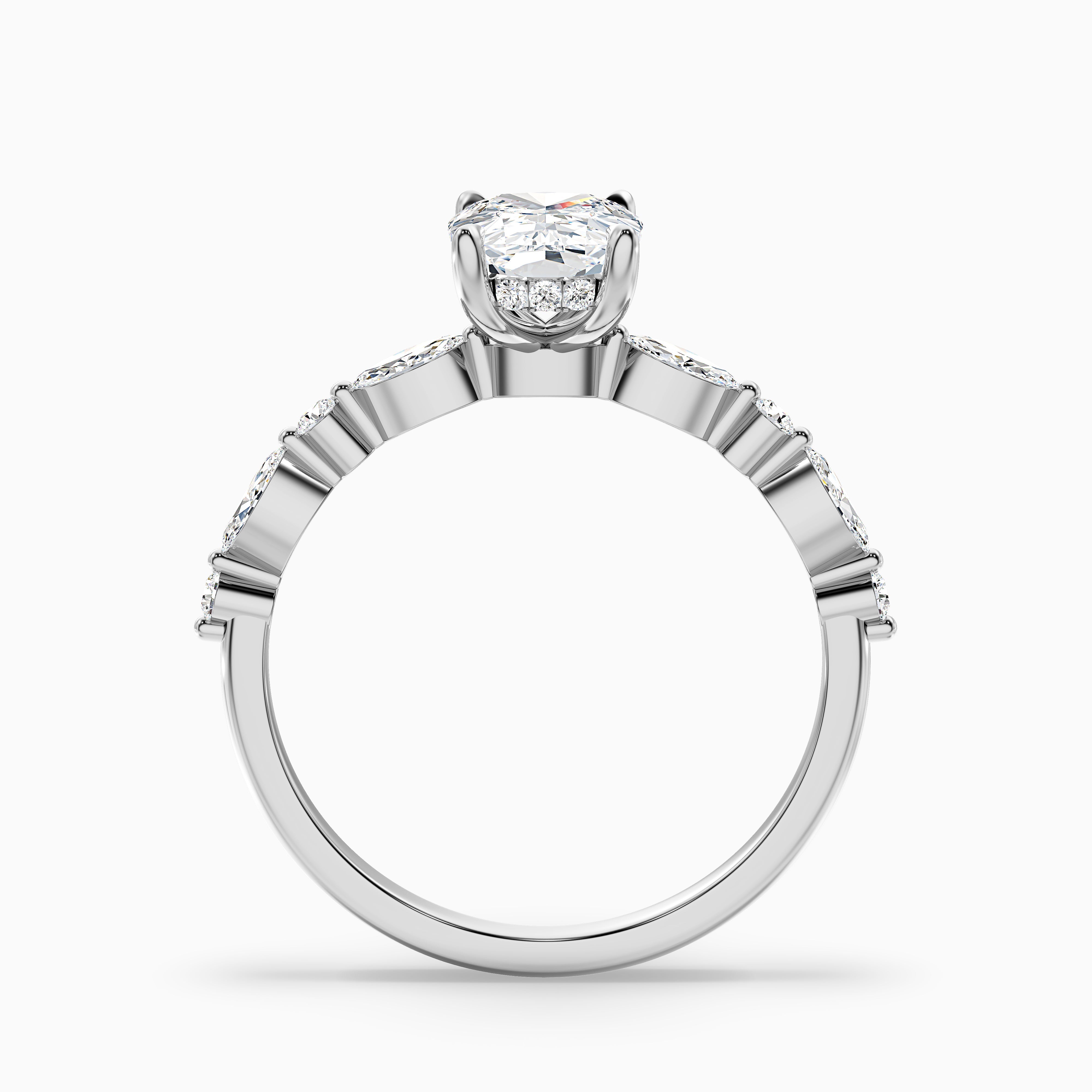 Hailee Elongated Cushion Cut Hidden Halo Pave Lab Grown Diamond Ring