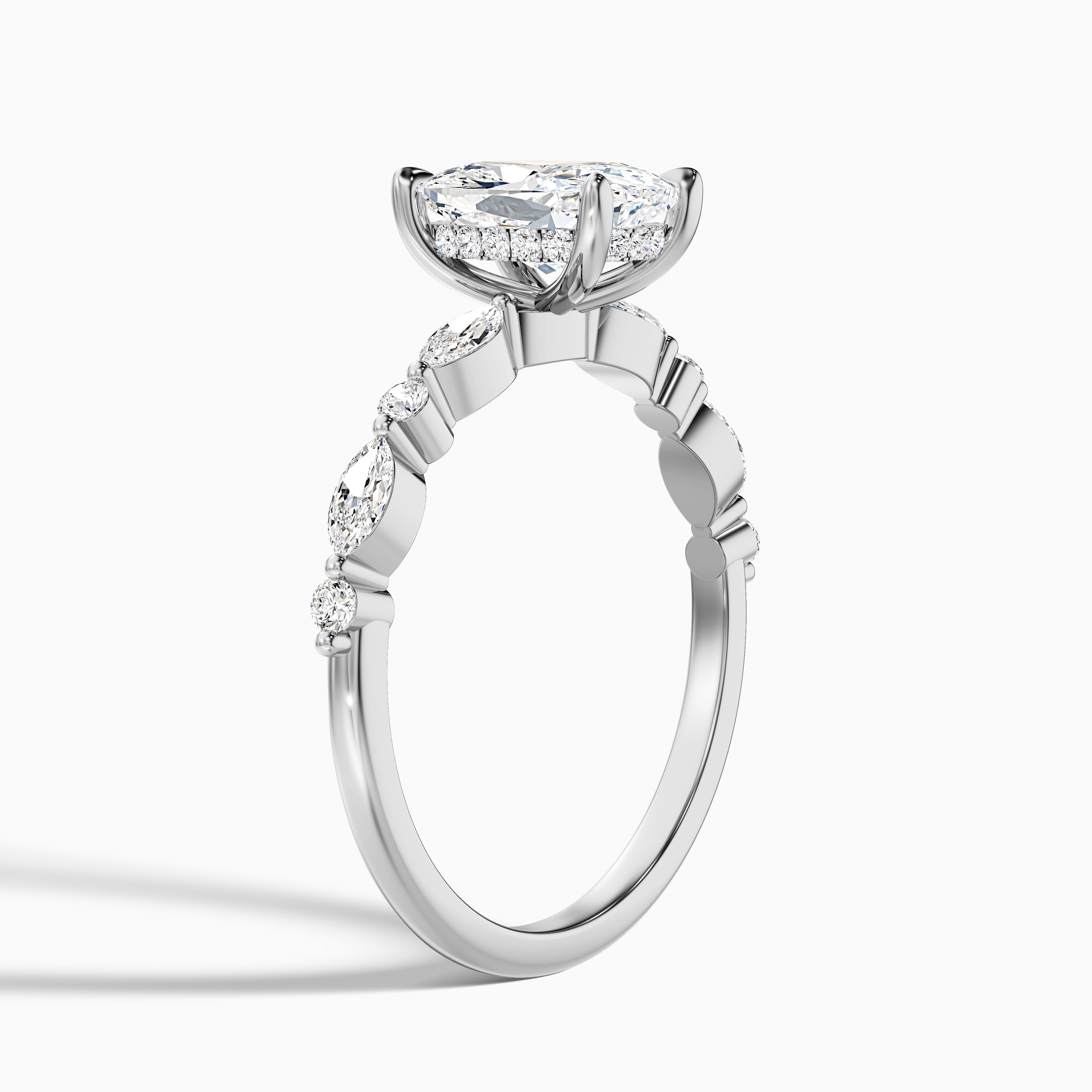 Hailee Elongated Cushion Cut Hidden Halo Pave Lab Grown Diamond Ring