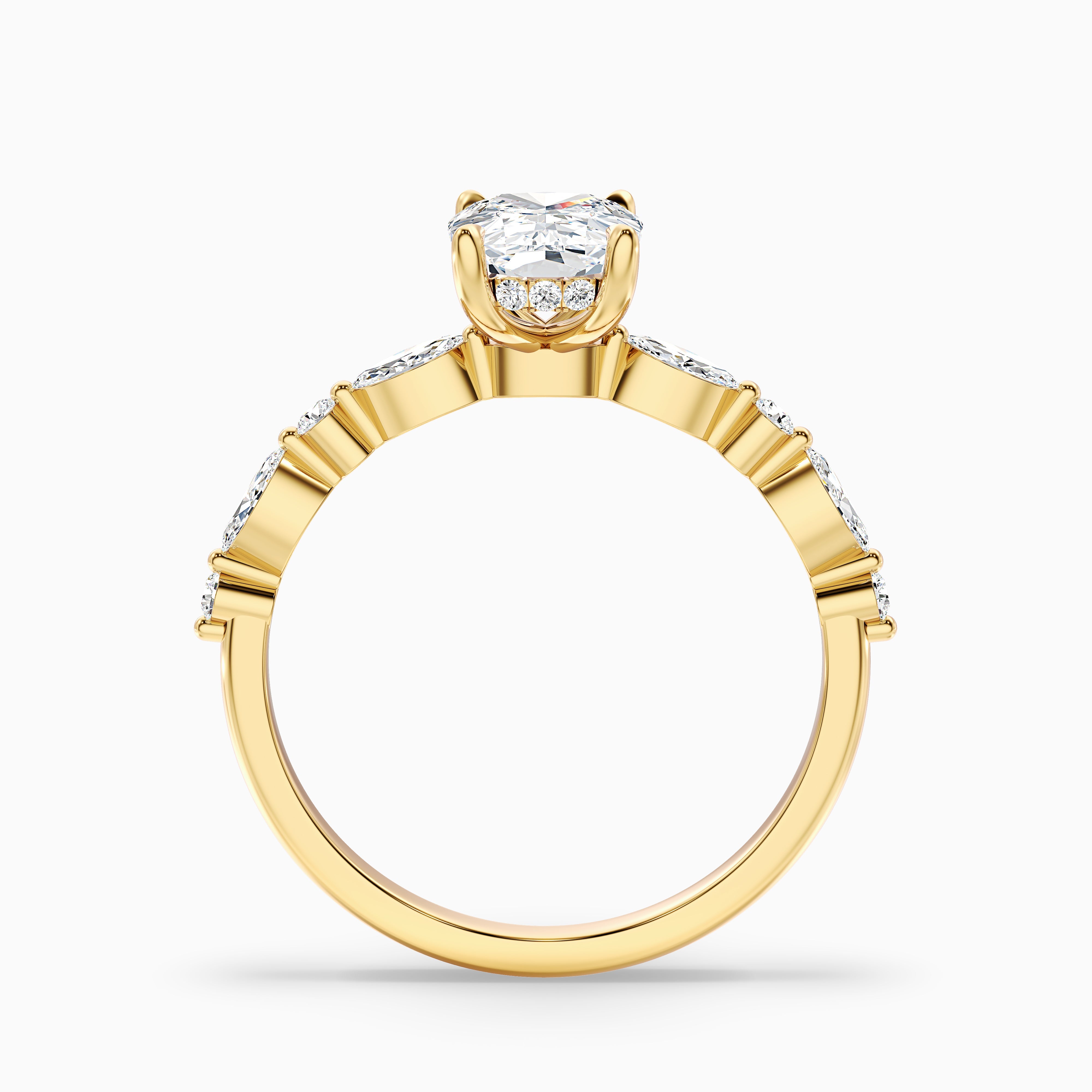 Hailee Elongated Cushion Cut Hidden Halo Pave Lab Grown Diamond Ring
