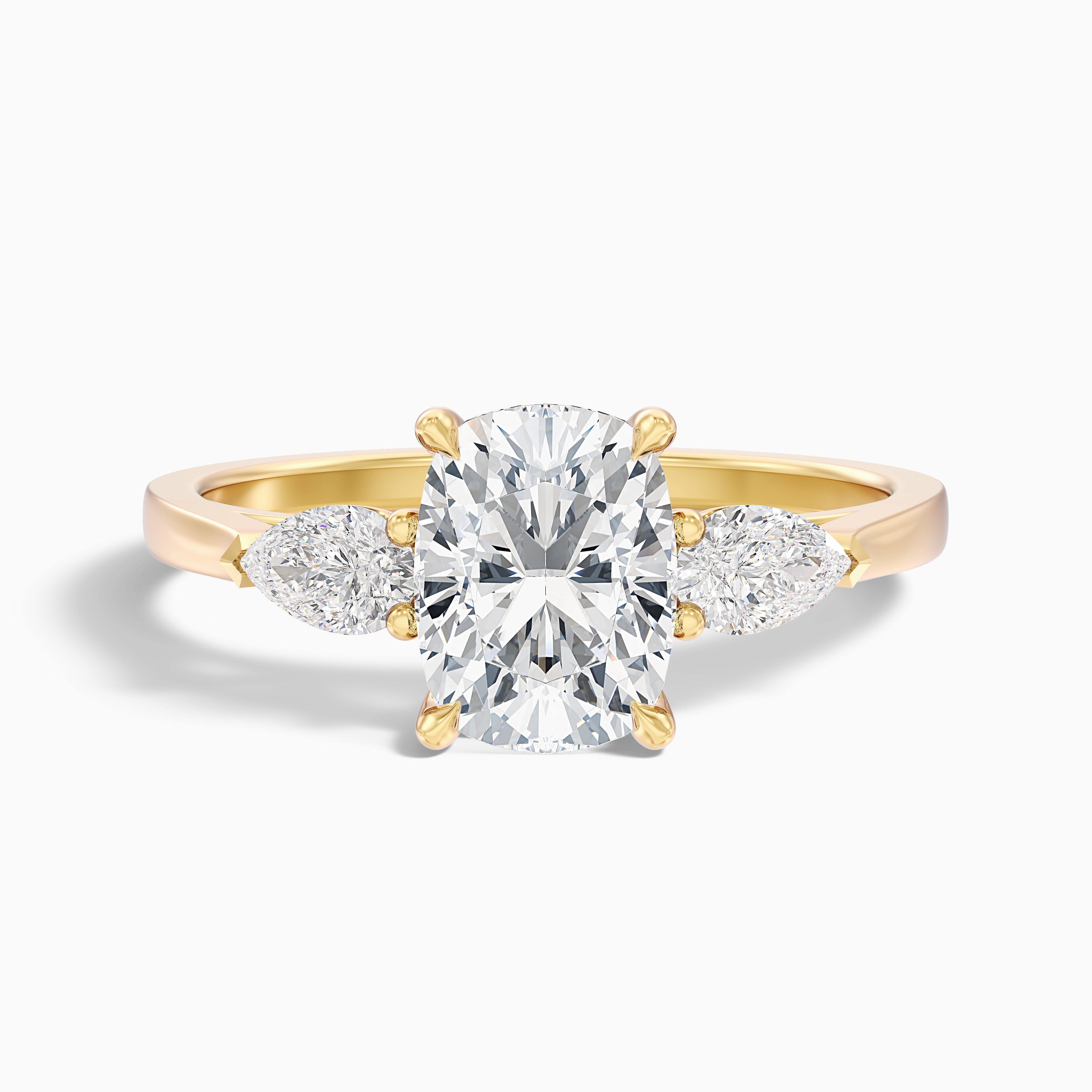 Meghan Elongated Cushion Cut Three Stone Lab Grown Diamond Ring