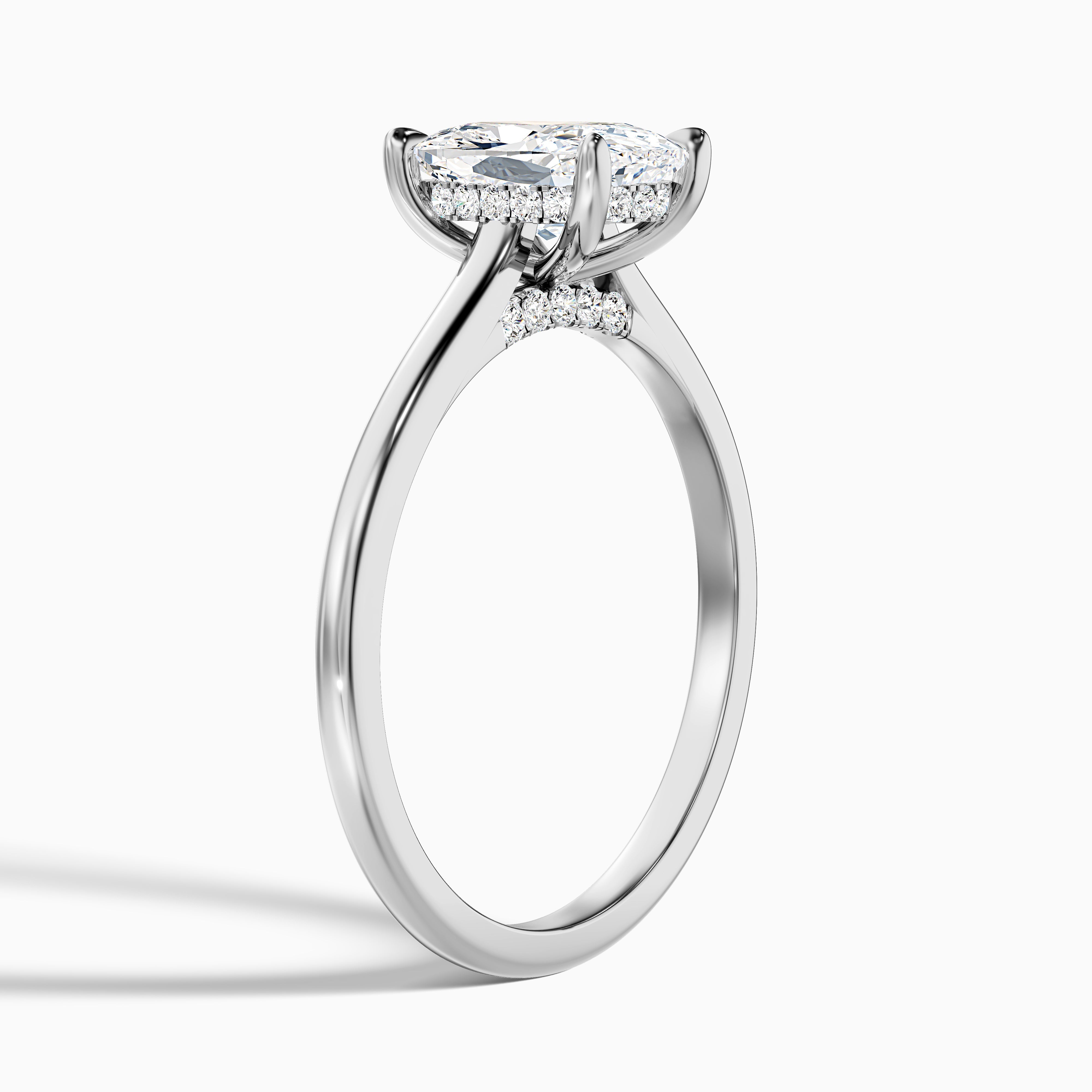Eliana Elongated Cushion Cut Hidden Halo Moissanite Diamond Ring