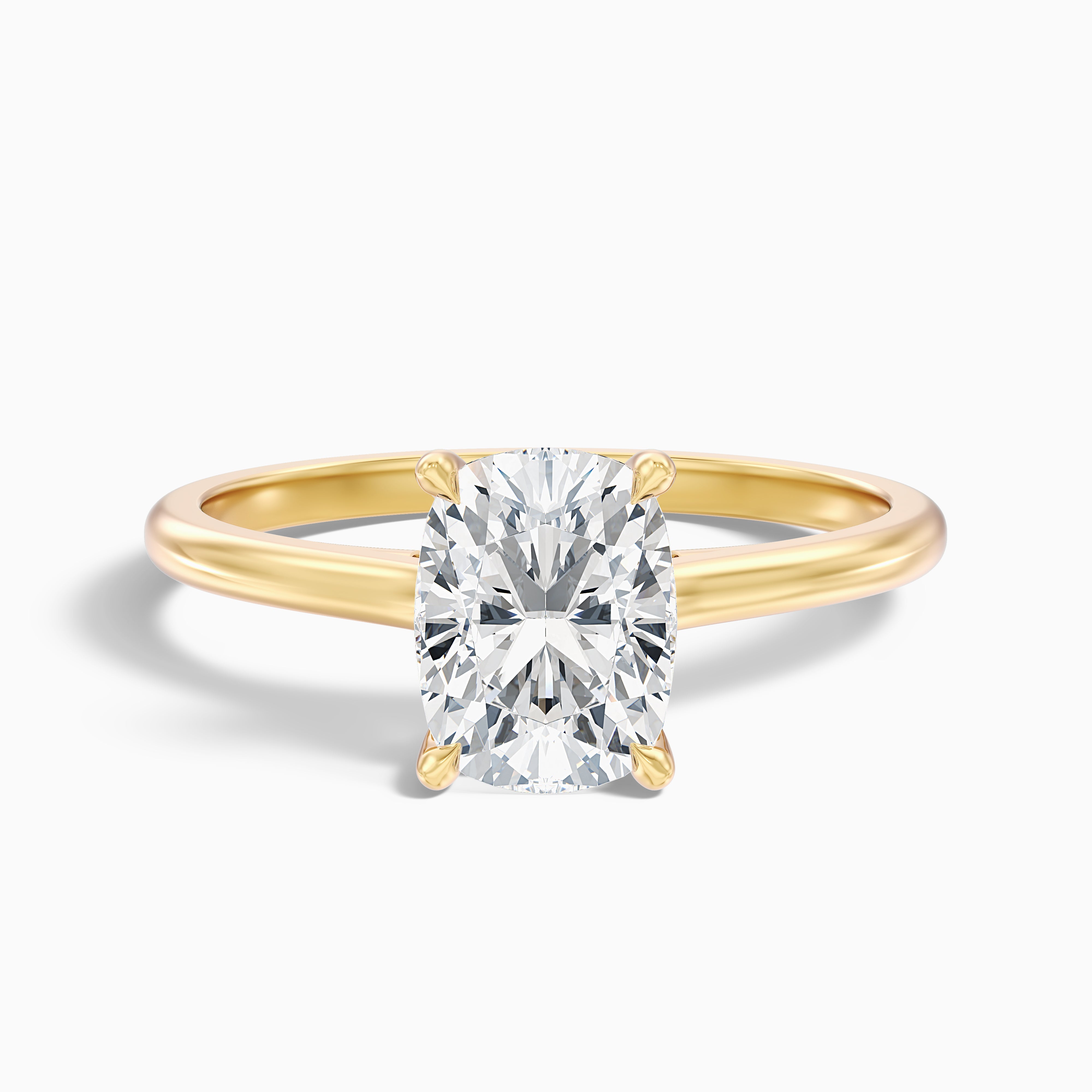 Eliana Elongated Cushion Cut Hidden Halo Moissanite Diamond Ring