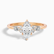 Jacelyn Marquise Cut Pear and Round Side Stone Moissanite Diamond Ring