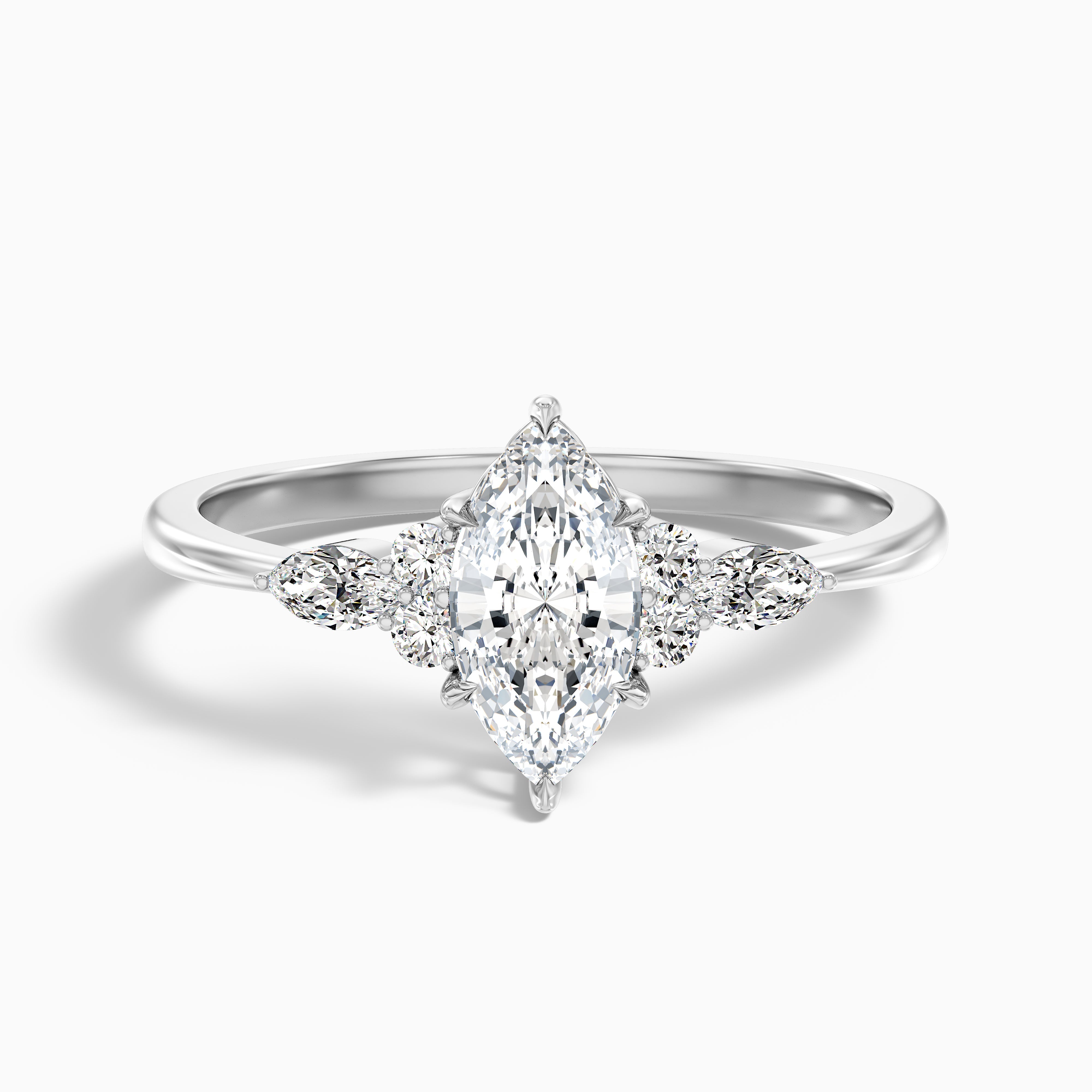Jacelyn Marquise Cut Pear and Round Side Stone Lab Grown Diamond Ring