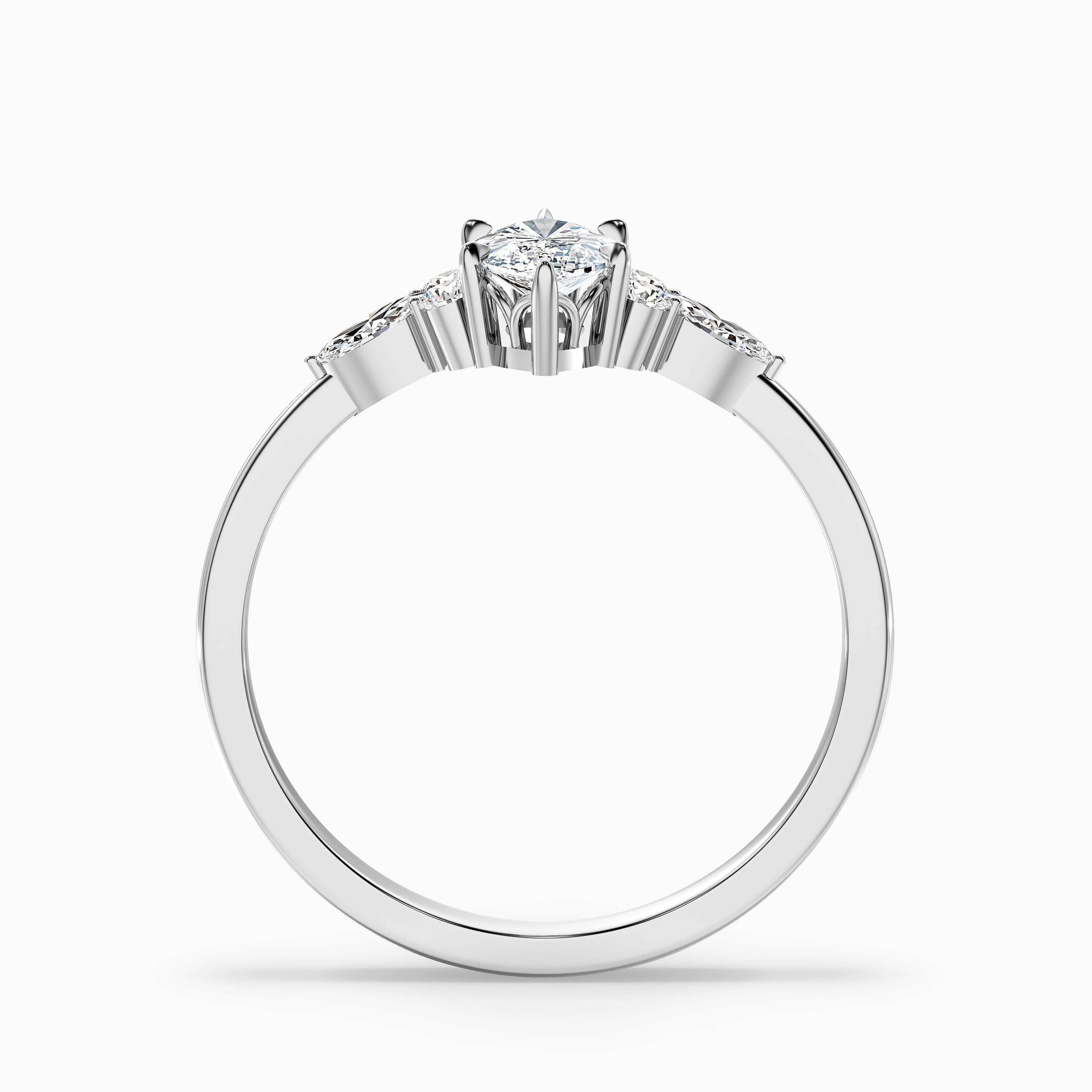 Jacelyn Marquise Cut Pear and Round Side Stone Lab Grown Diamond Ring