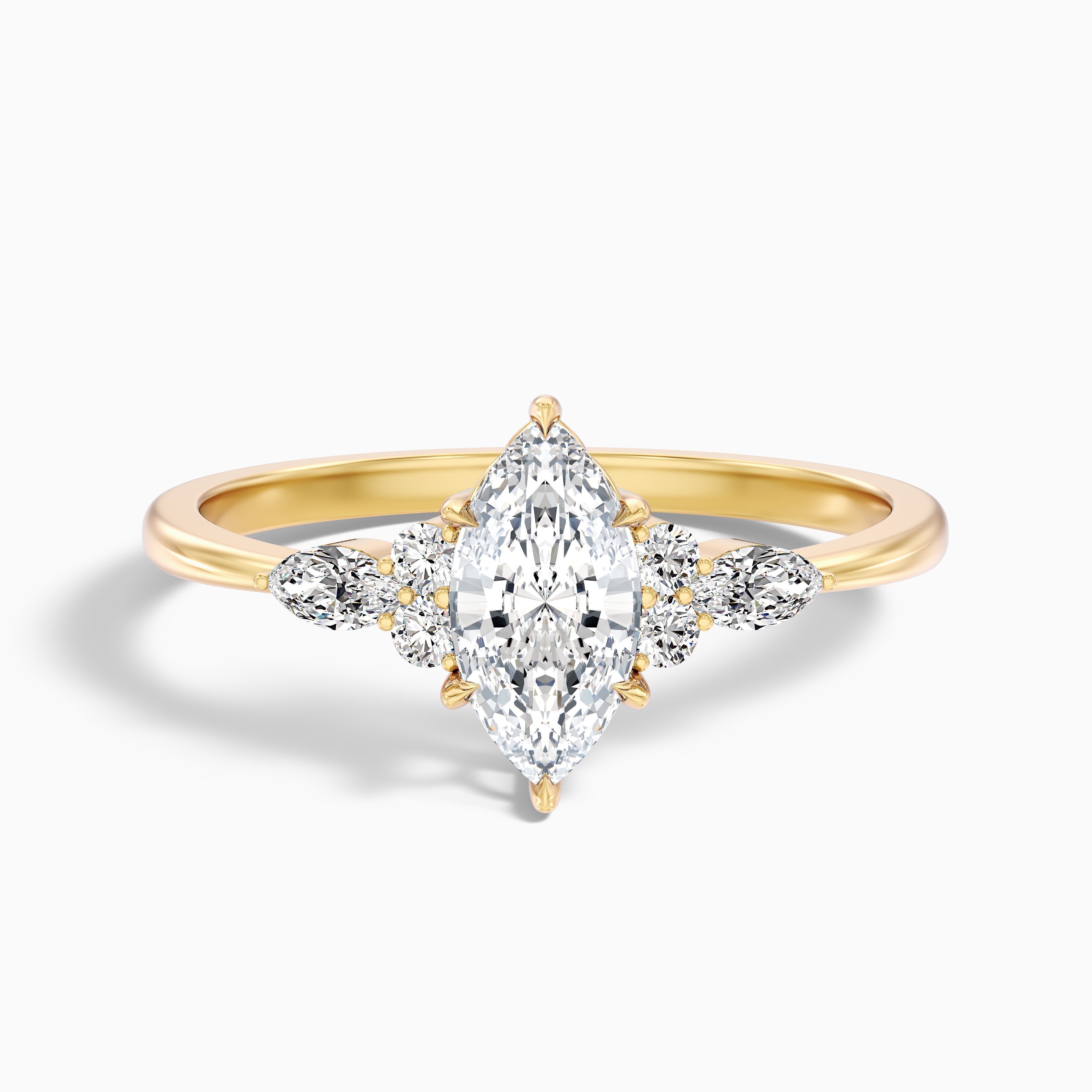 Jacelyn Marquise Cut Pear and Round Side Stone Lab Grown Diamond Ring
