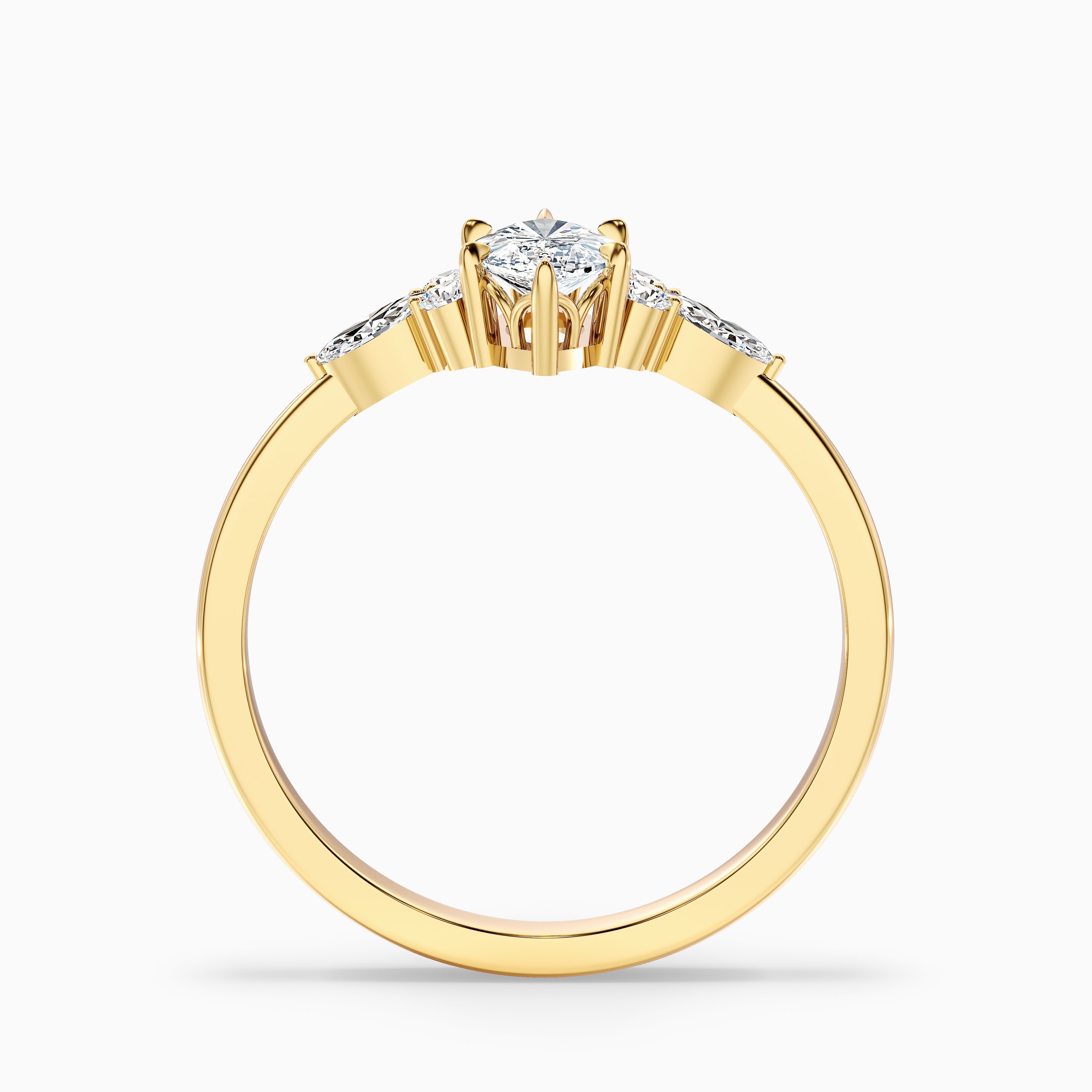 Jacelyn Marquise Cut Pear and Round Side Stone Moissanite Diamond Ring