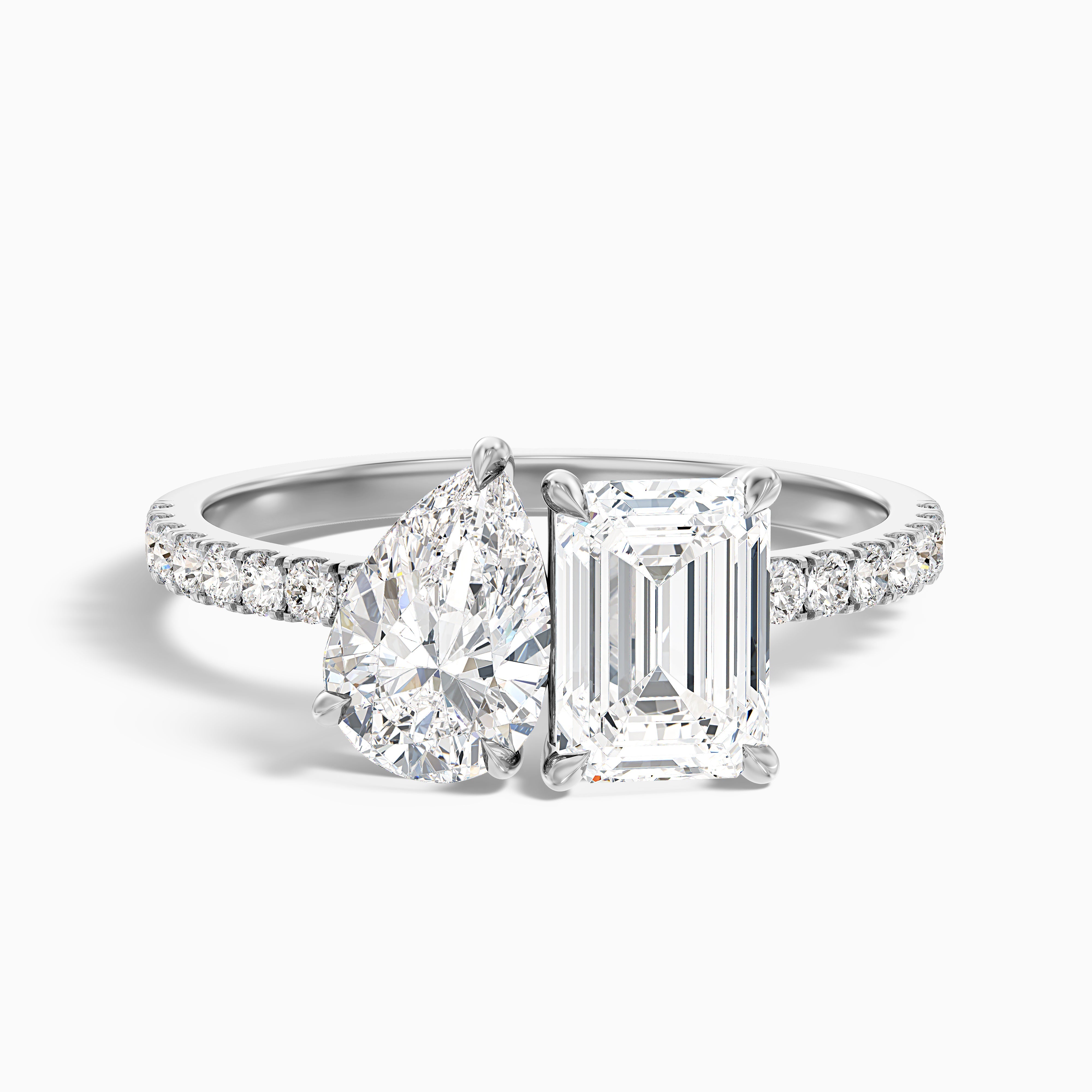 Kendra Toi Et Moi Pave Moissanite Diamond Ring With Pear and Emerald Diamonds