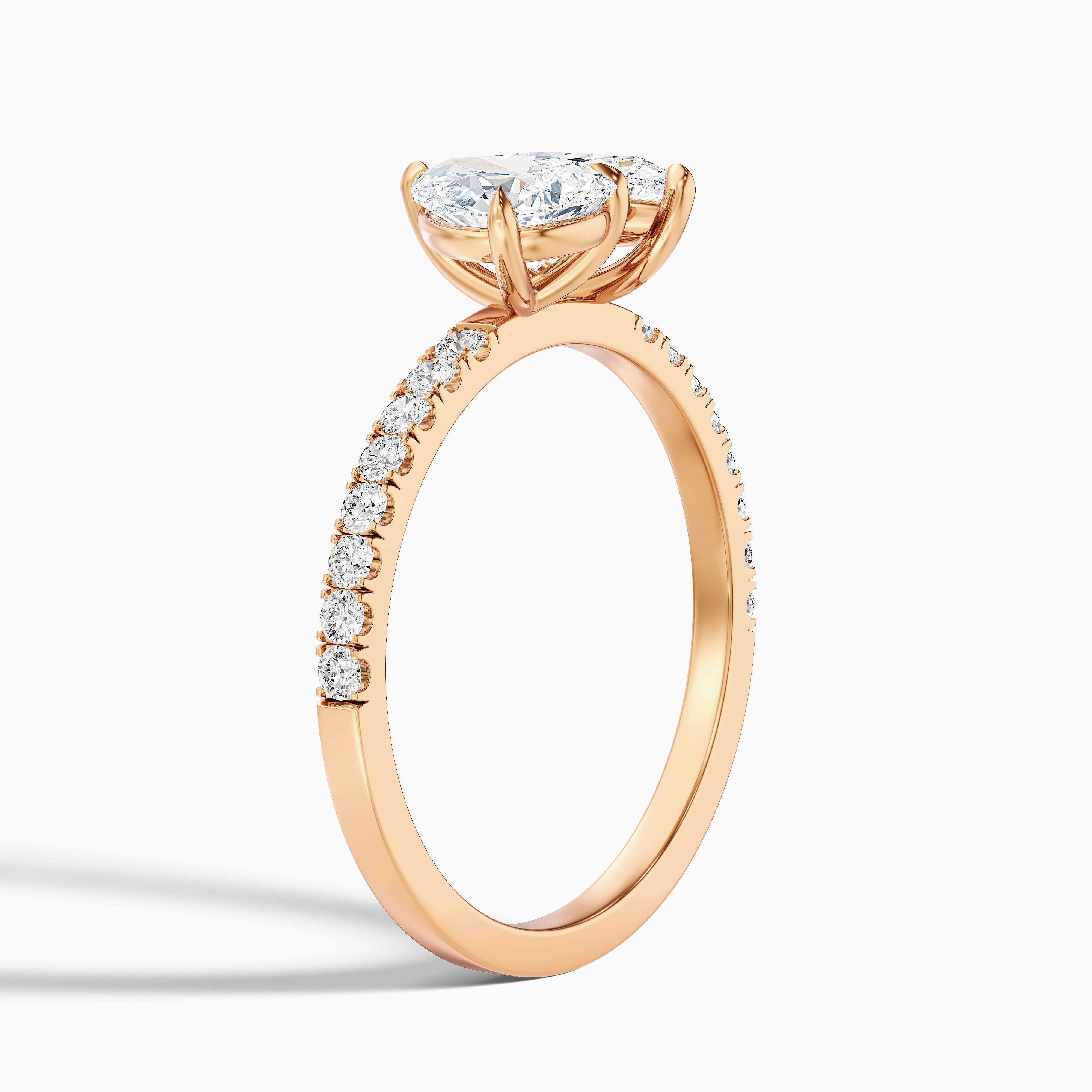 Mylaine Toi Et Moi Pave Moissanite Diamond Ring With Both Pear Shaped Diamonds