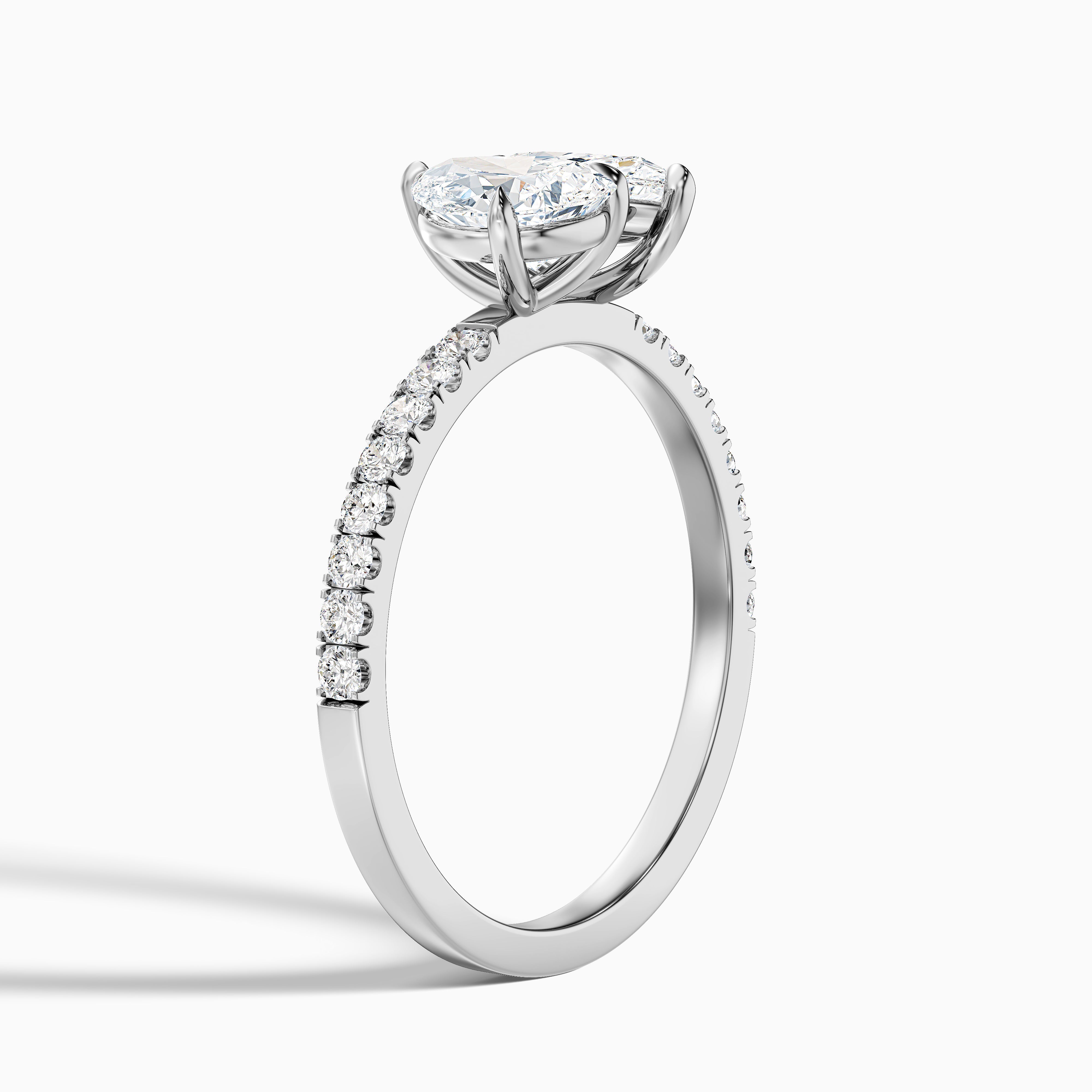 Mylaine Toi Et Moi Pave Lab Grown Diamond Ring With Both Pear Shaped Diamonds