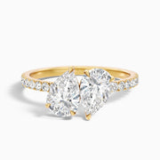 Mylaine Toi Et Moi Pave Lab Grown Diamond Ring With Both Pear Shaped Diamonds