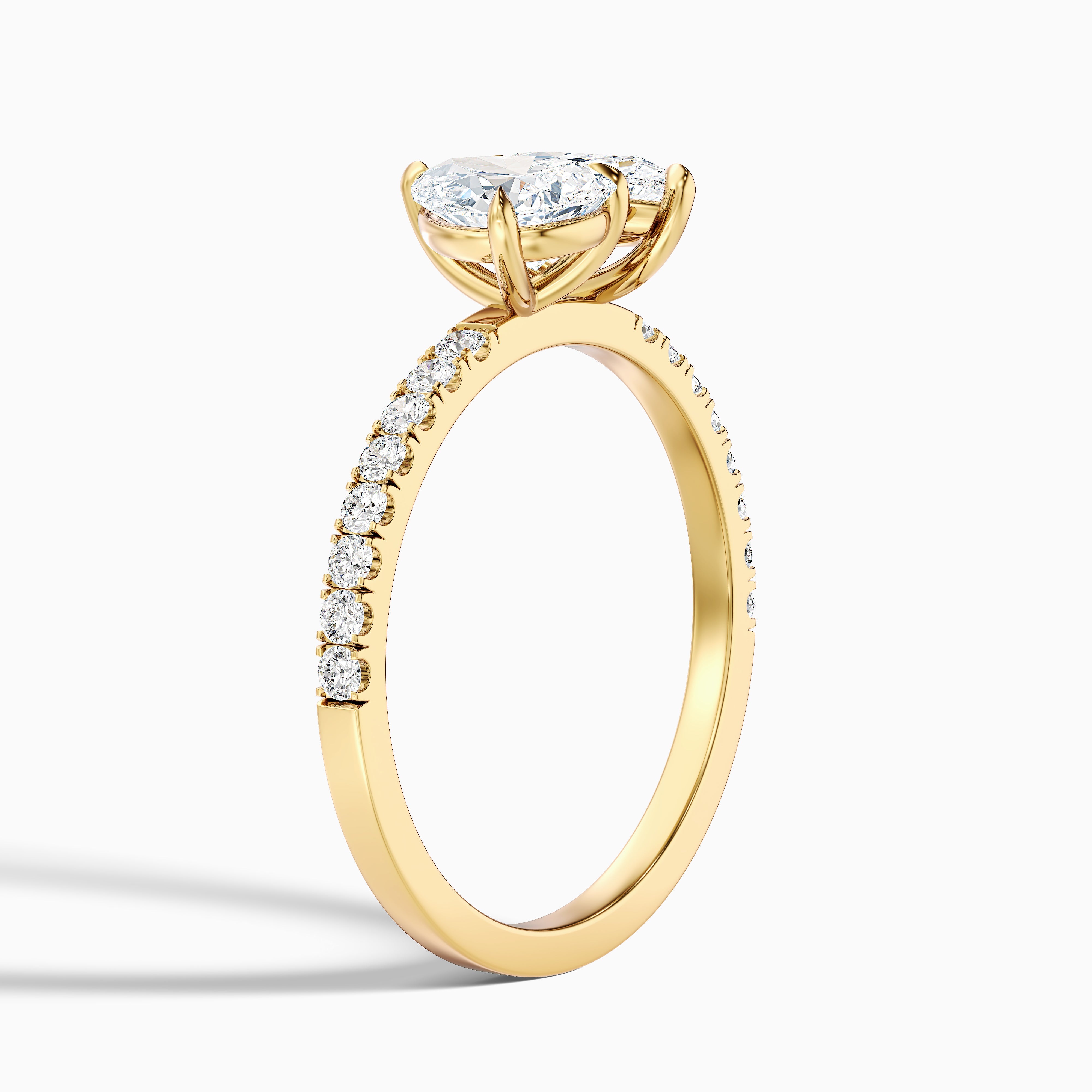 Mylaine Toi Et Moi Pave Moissanite Diamond Ring With Both Pear Shaped Diamonds
