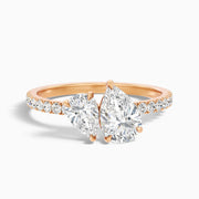 Raylene Toi Et Moi Pave Moissanite Engagement Ring With Both Pear Shaped Diamonds
