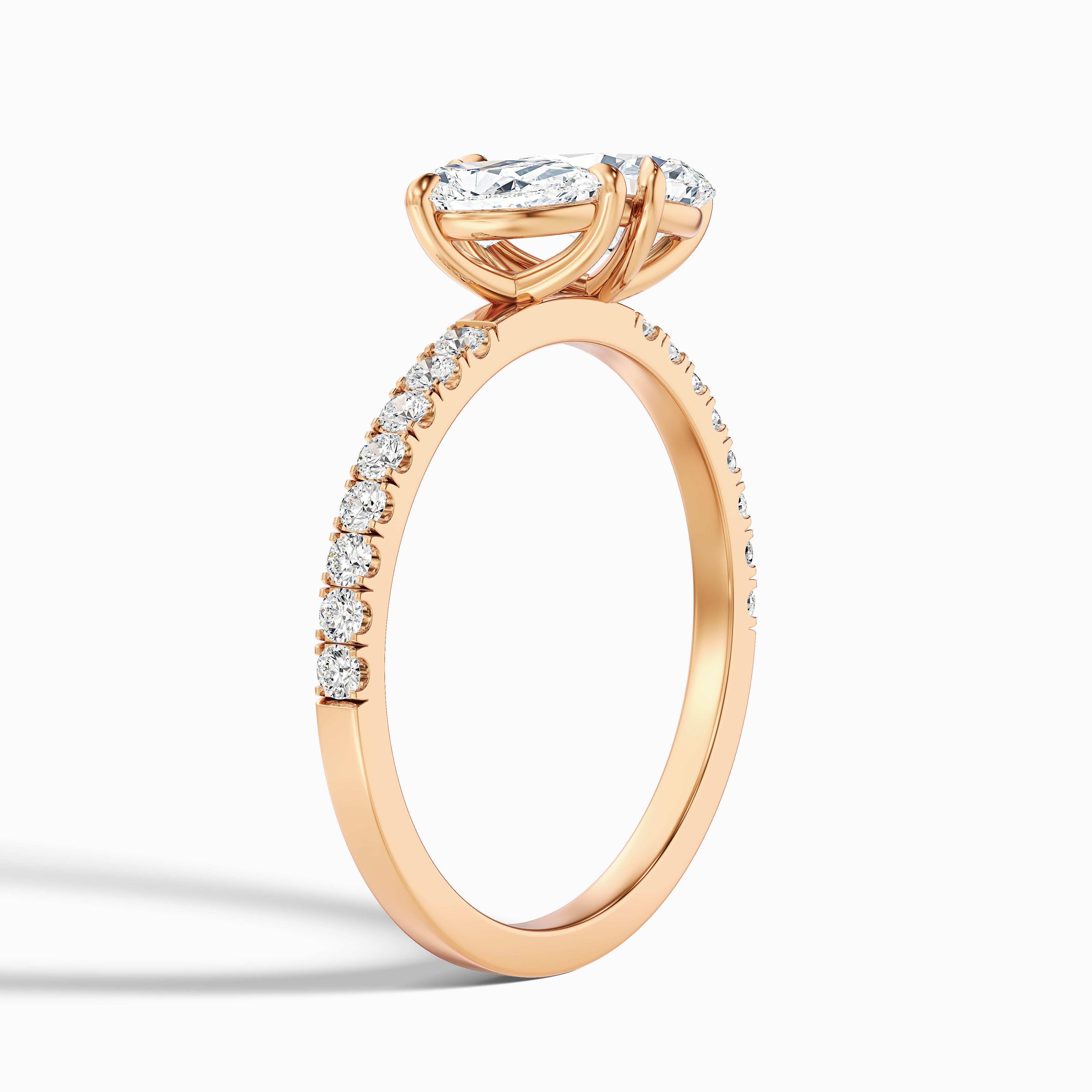 Raylene Toi Et Moi Pave Moissanite Engagement Ring With Both Pear Shaped Diamonds