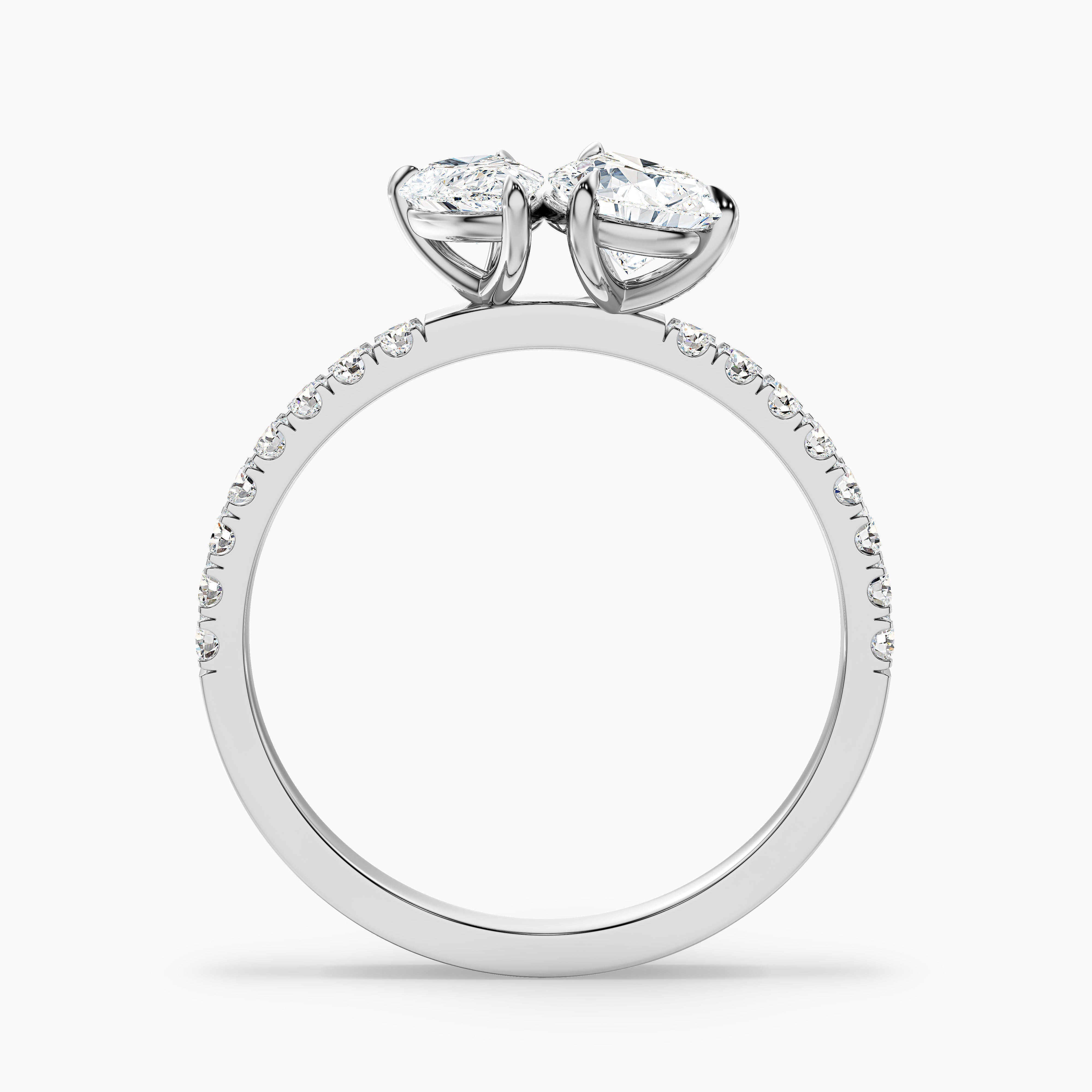 Raylene Toi Et Moi Pave Moissanite Engagement Ring With Both Pear Shaped Diamonds