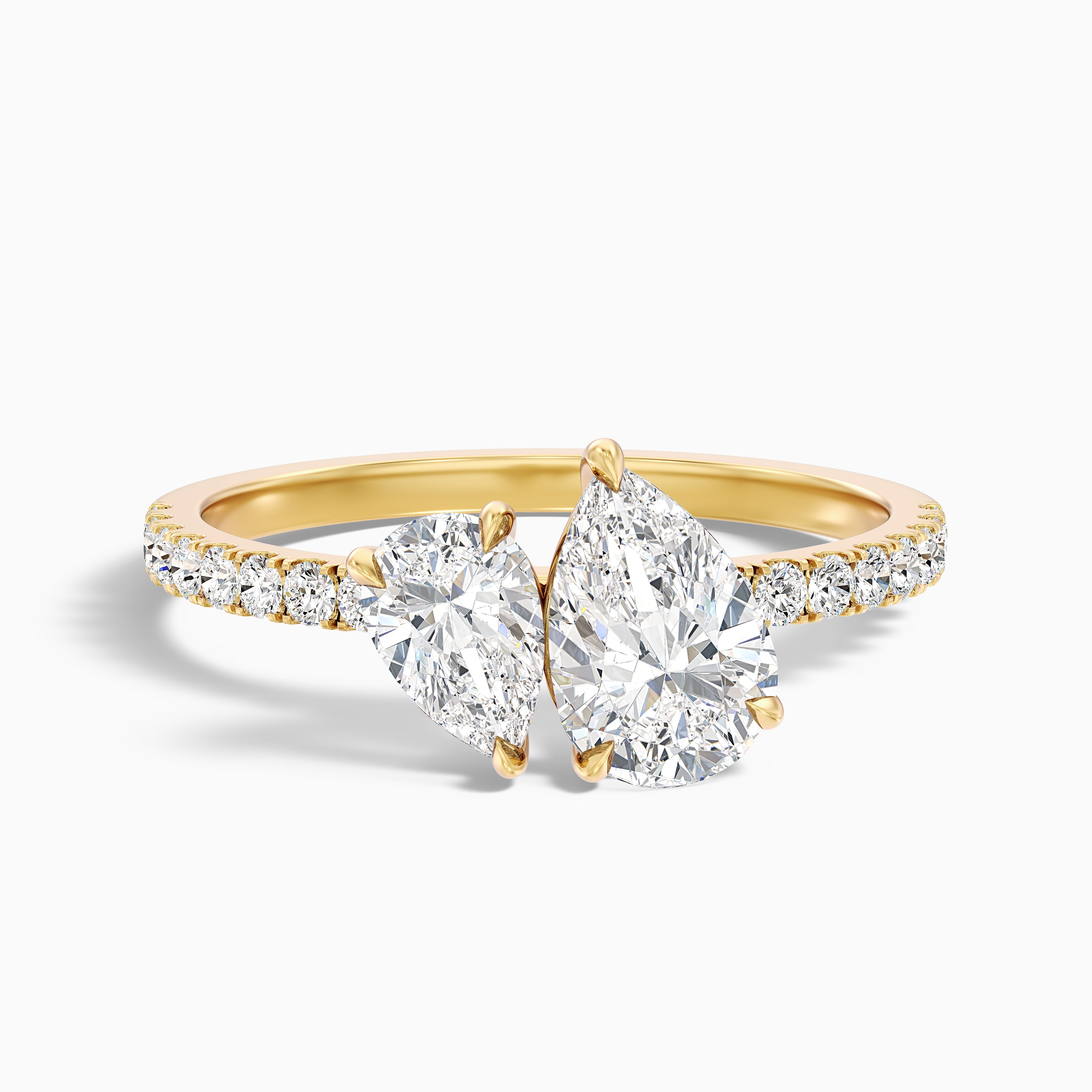 Raylene Toi Et Moi Pave Lab Grown Engagement Ring With Both Pear Shaped Diamonds