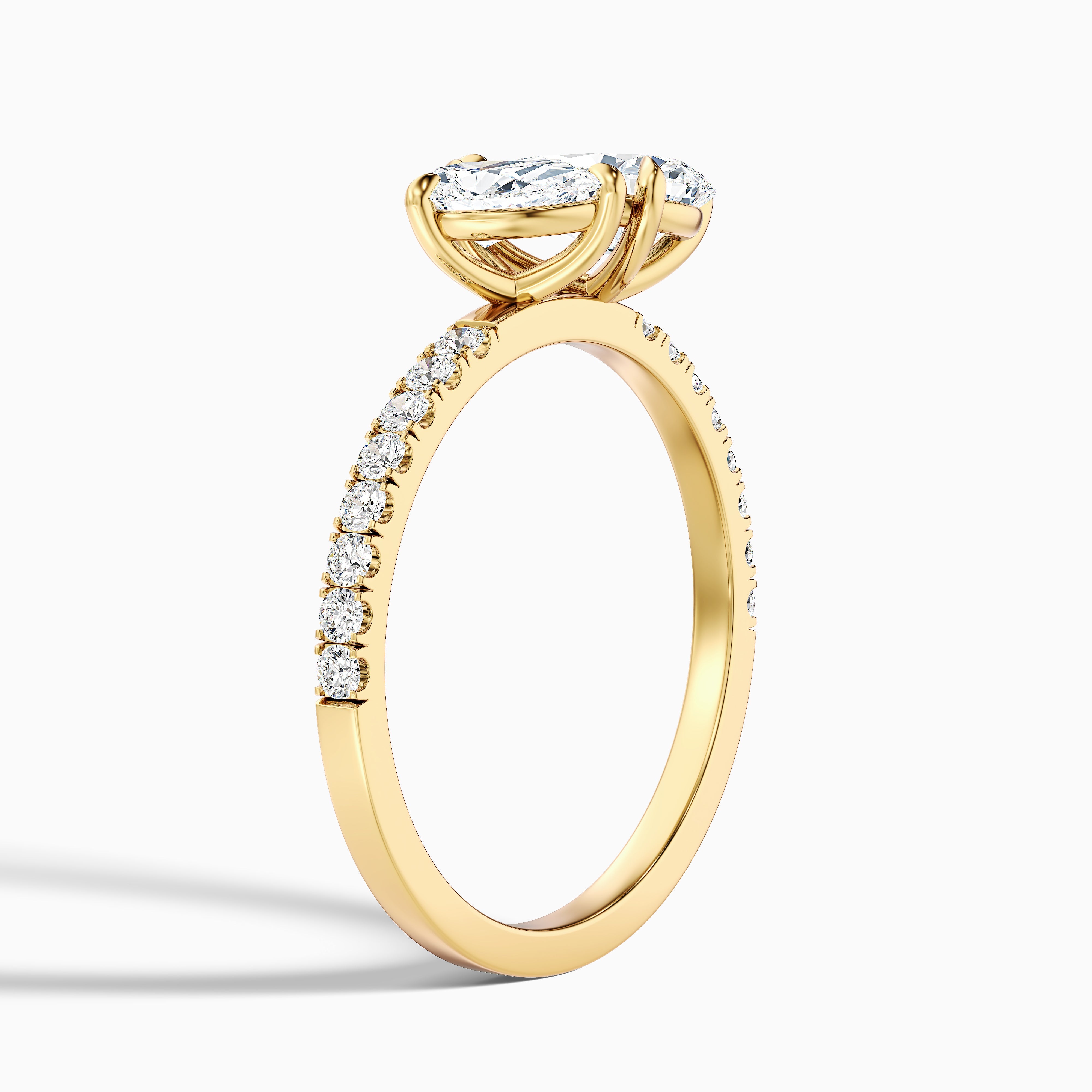 Raylene Toi Et Moi Pave Moissanite Engagement Ring With Both Pear Shaped Diamonds