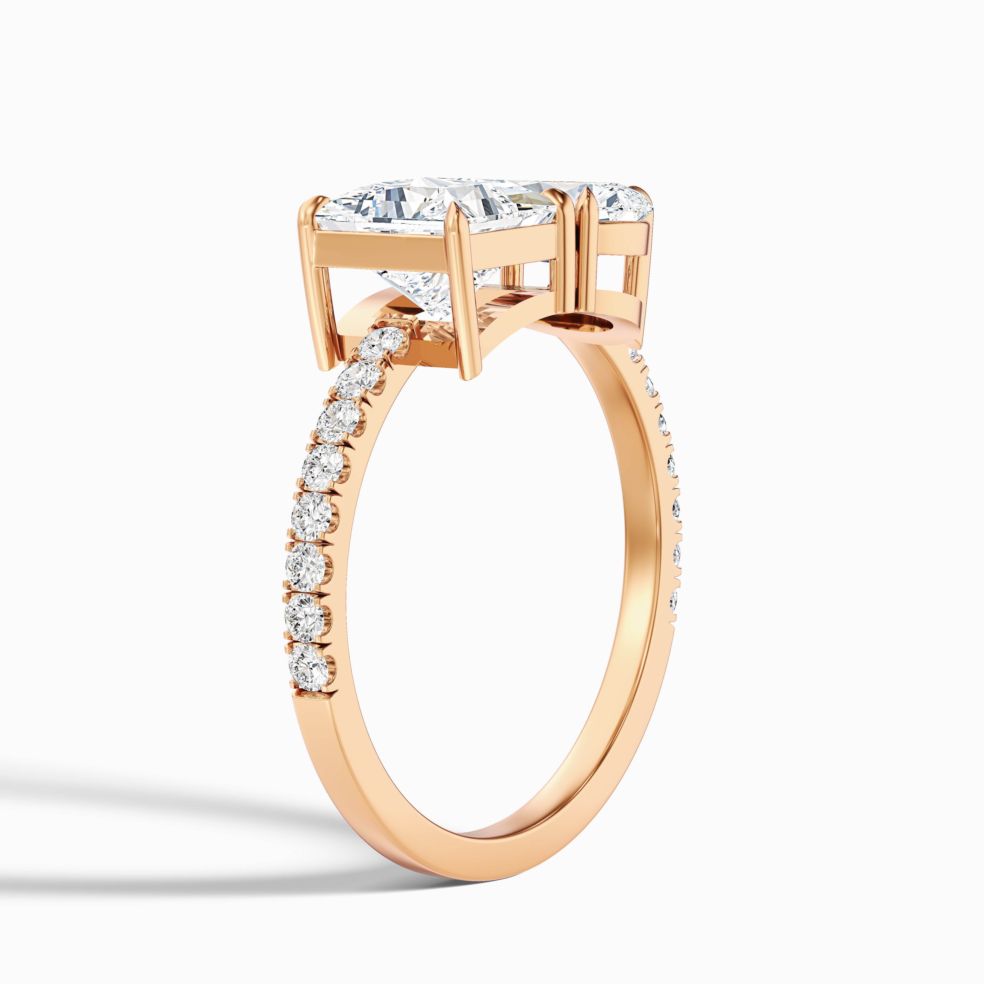 Sherlyn Toi Et Moi Pave Moissanite Diamond Ring With Princess and Pear Diamonds