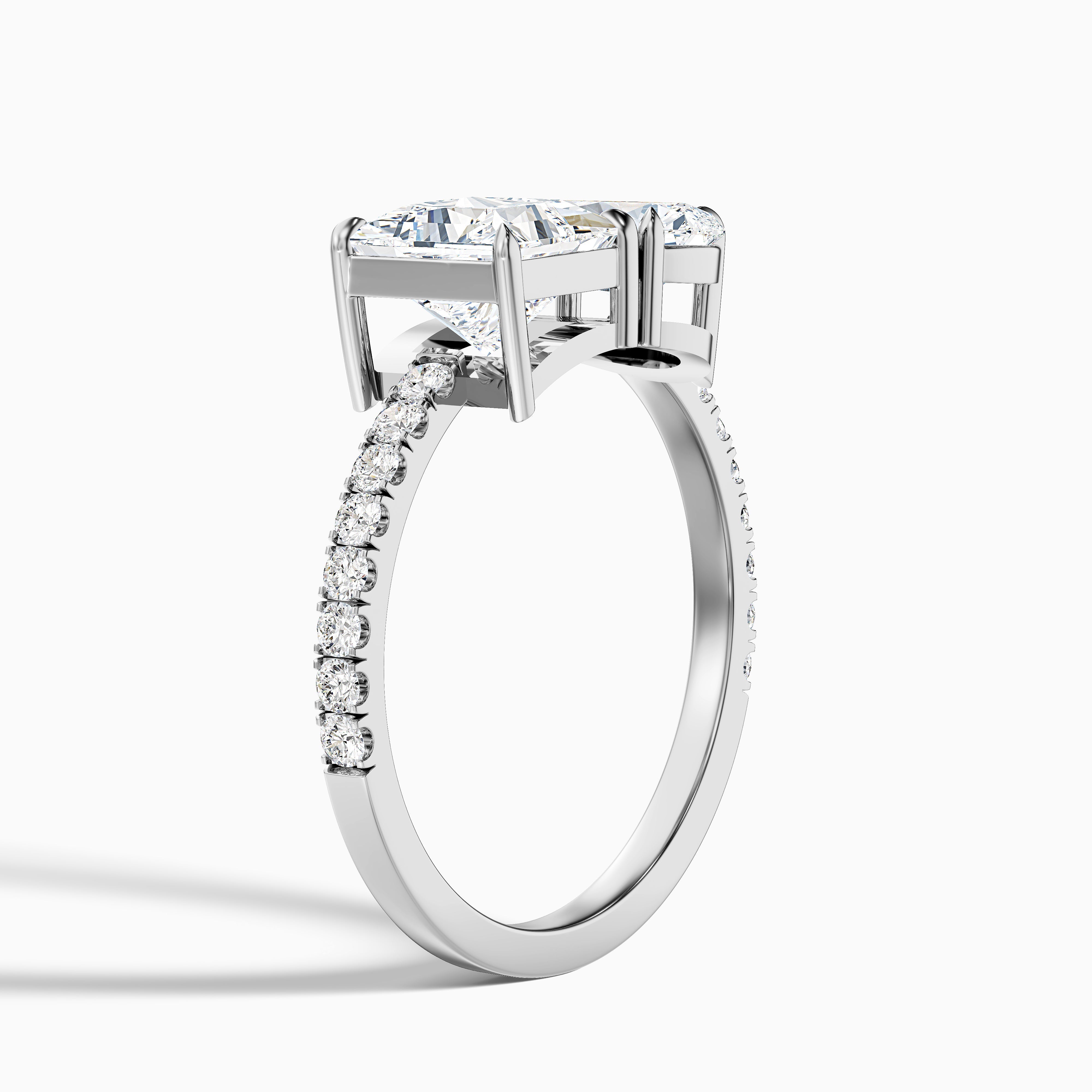 Sherlyn Toi Et Moi Pave Moissanite Diamond Ring With Princess and Pear Diamonds