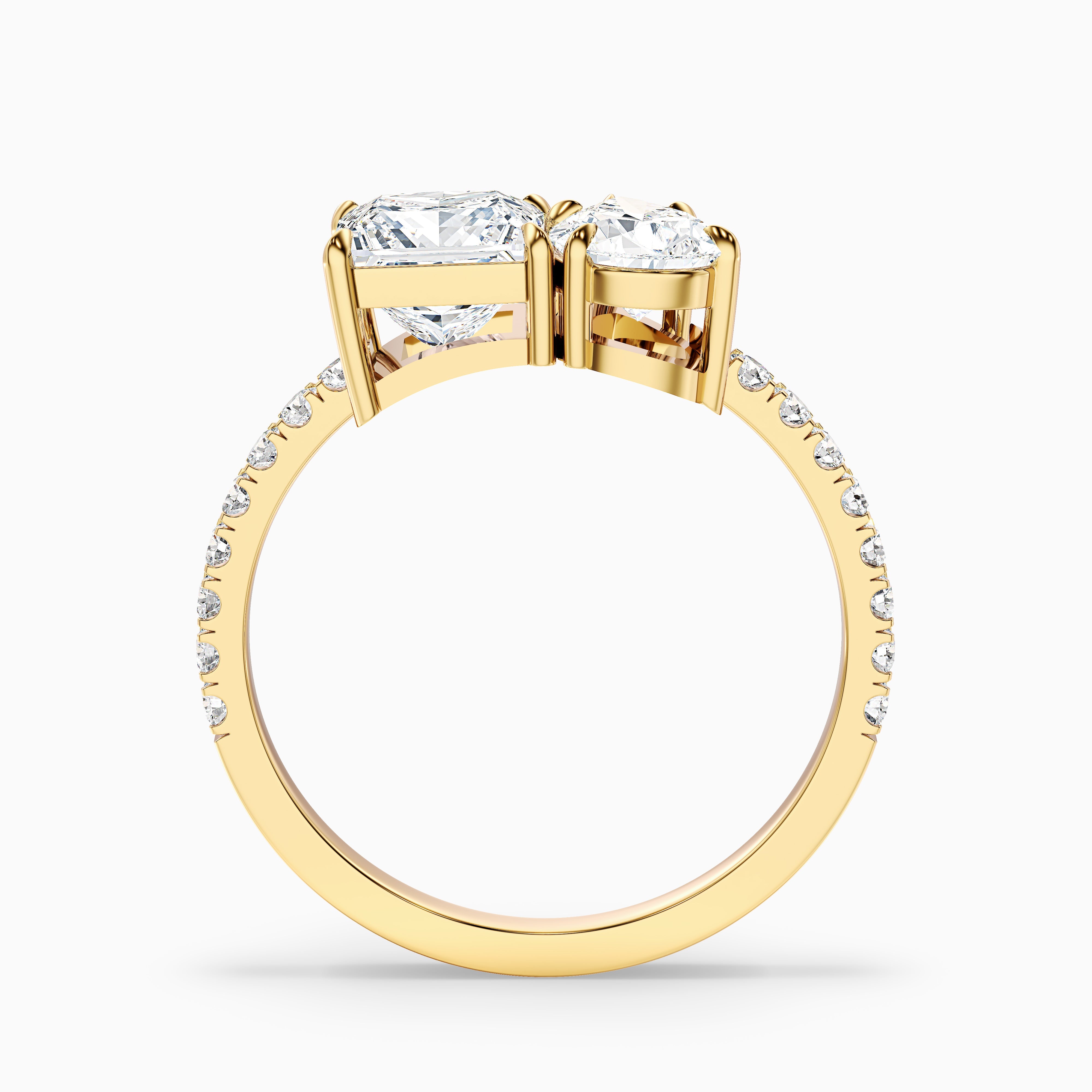 Sherlyn Toi Et Moi Pave Lab Grown Diamond Ring With Princess and Pear Diamonds