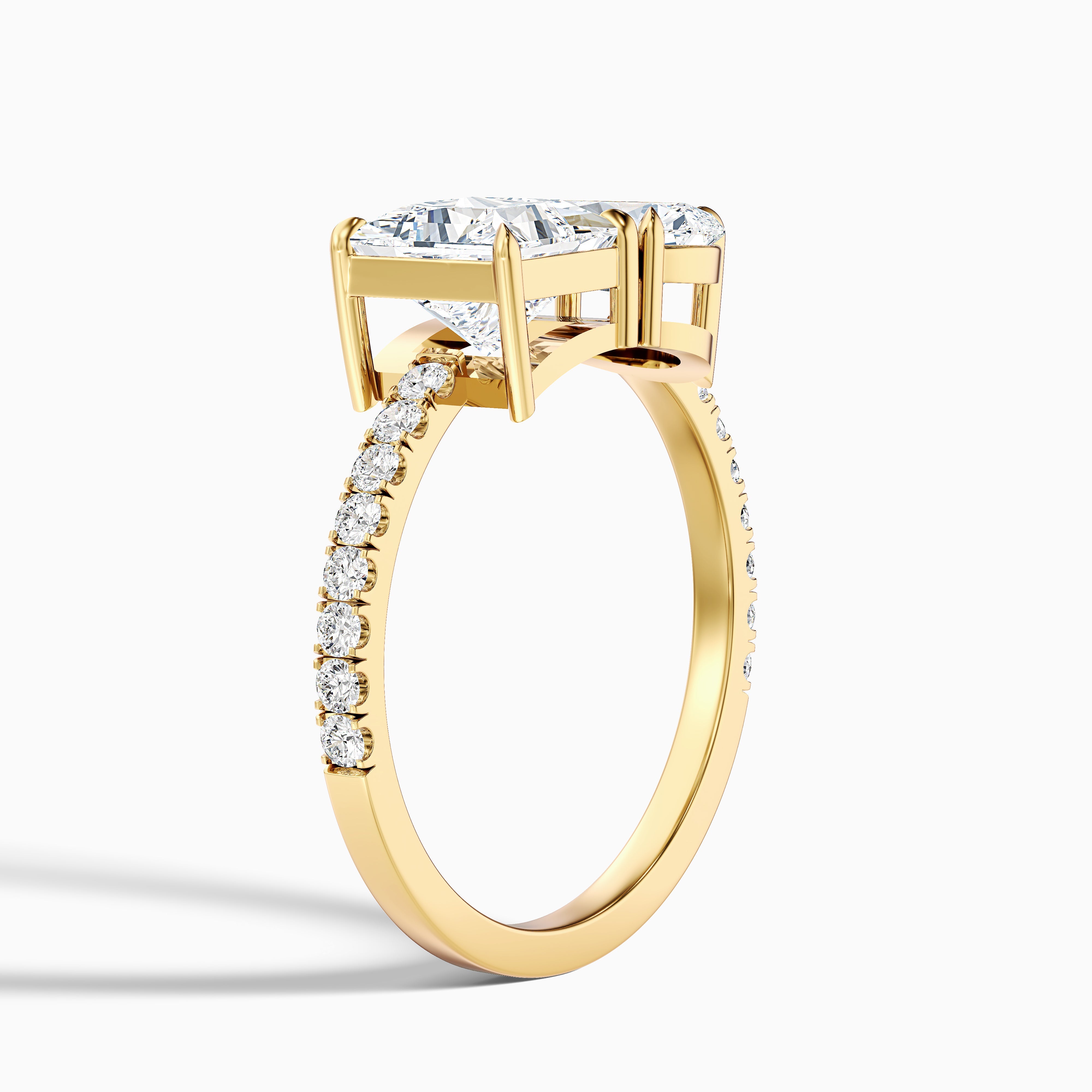 Sherlyn Toi Et Moi Pave Moissanite Diamond Ring With Princess and Pear Diamonds