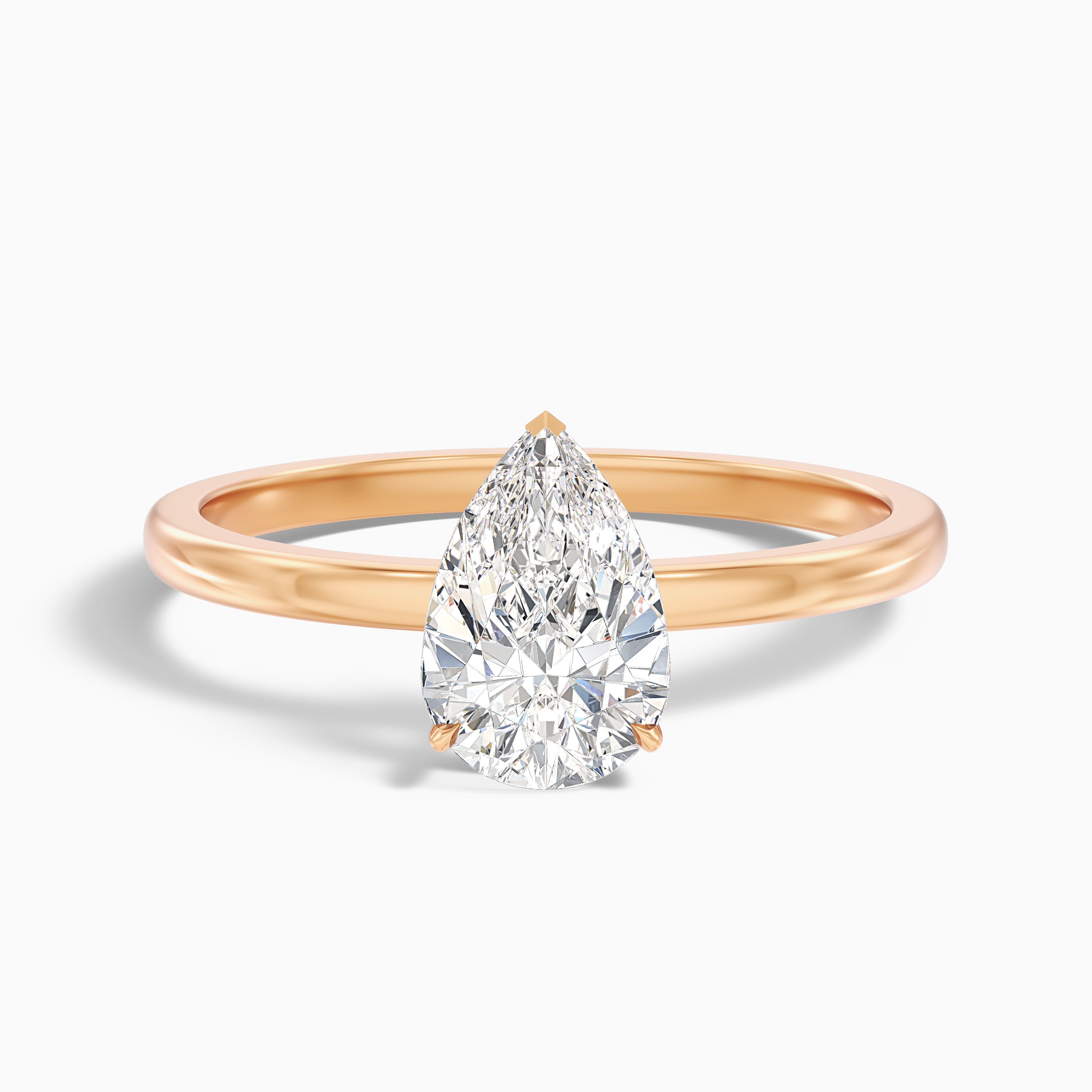 Diantha Pear Cut Low Profile Moissanite Diamond Engagement Ring
