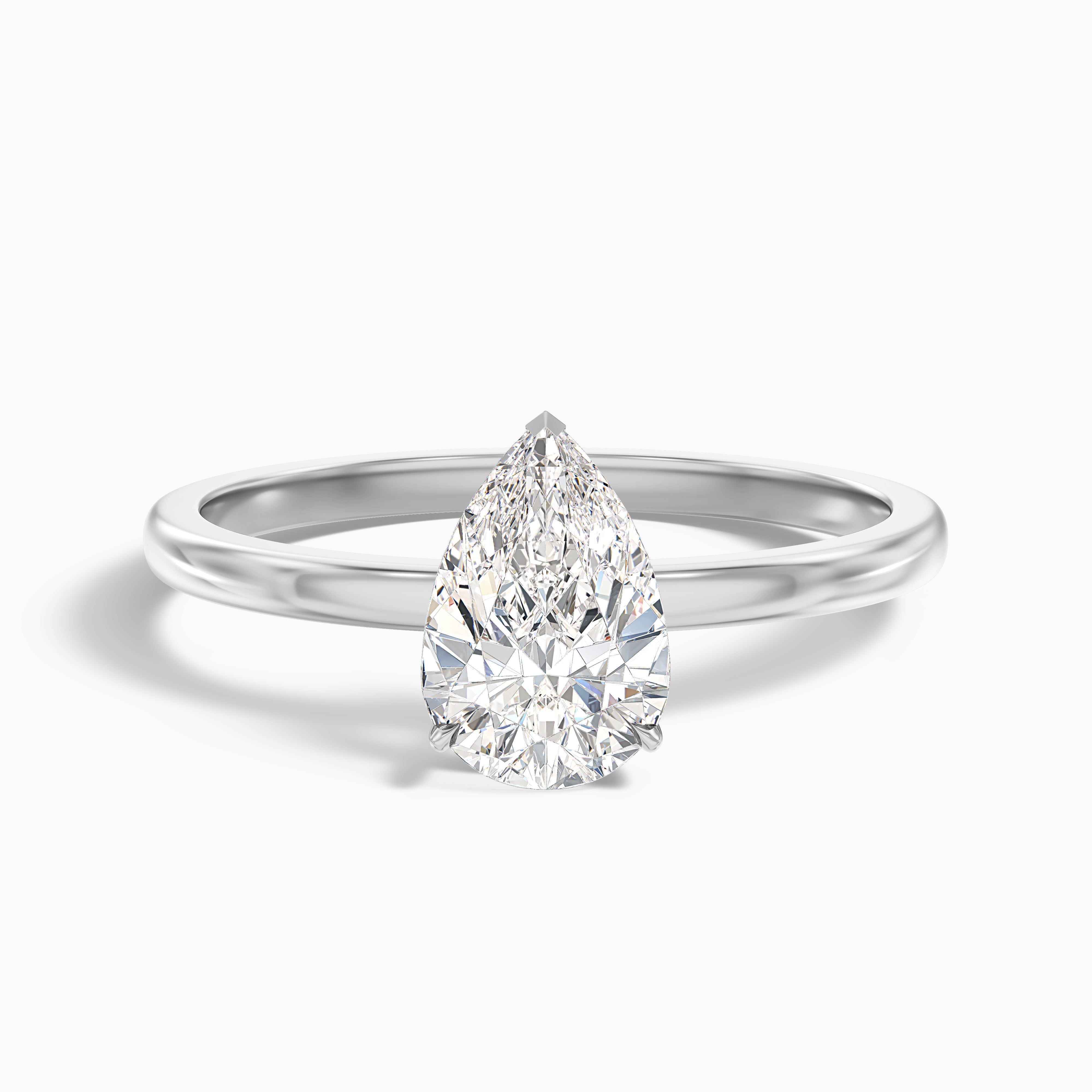 Diantha Pear Cut Low Profile Moissanite Diamond Engagement Ring