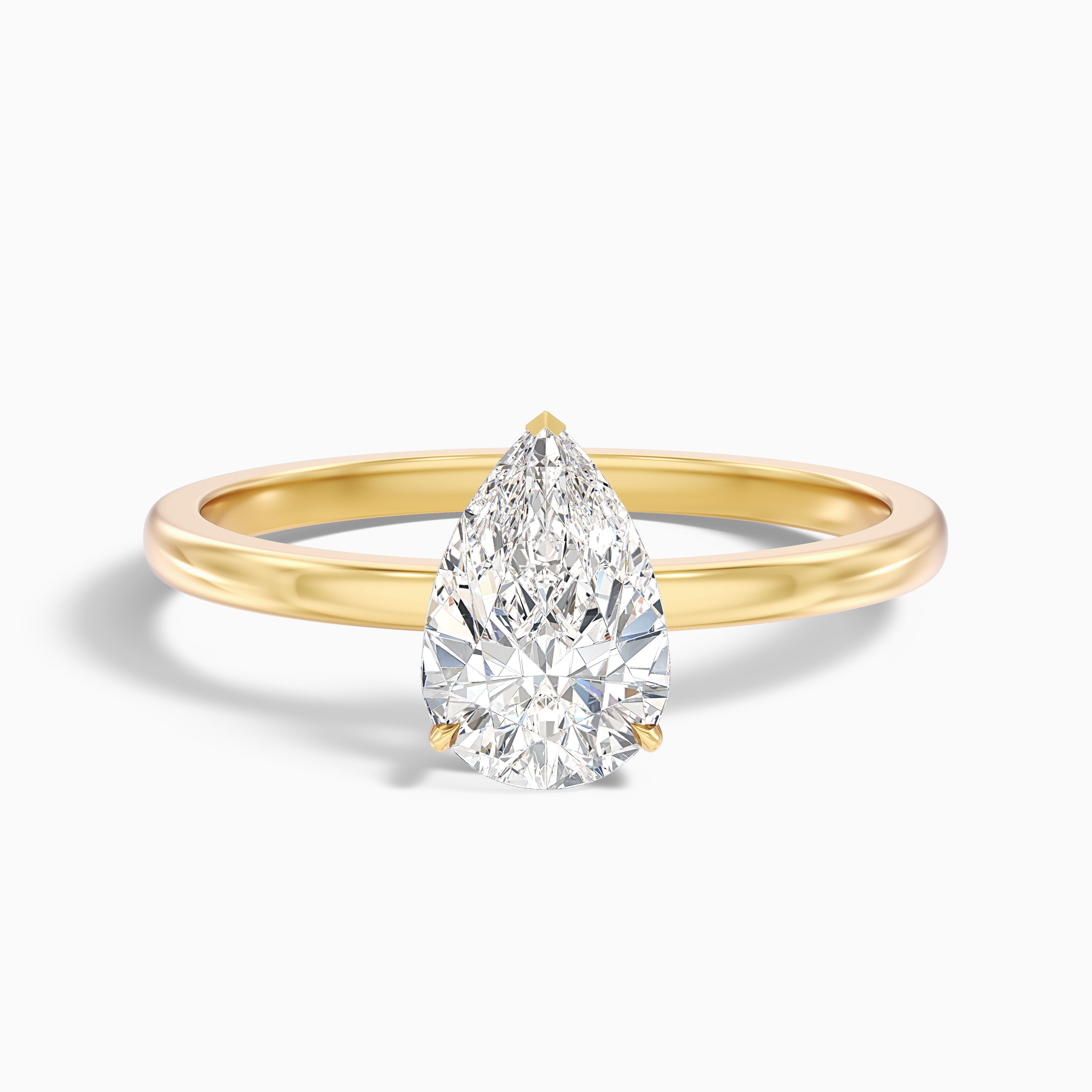 Diantha Pear Cut Low Profile Moissanite Diamond Engagement Ring