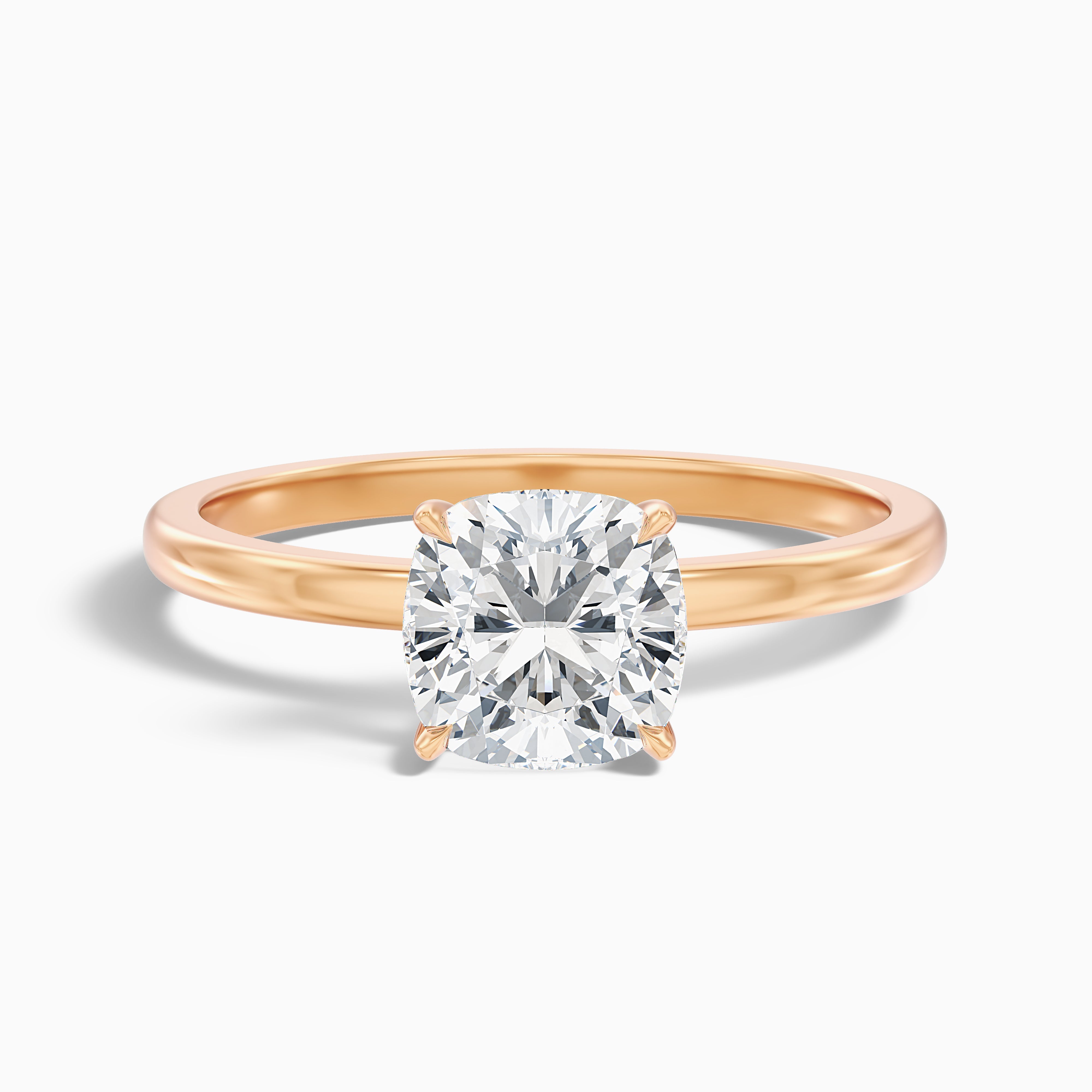 Ainsley Cushion Cut Low Profile Moissanite Diamond Ring