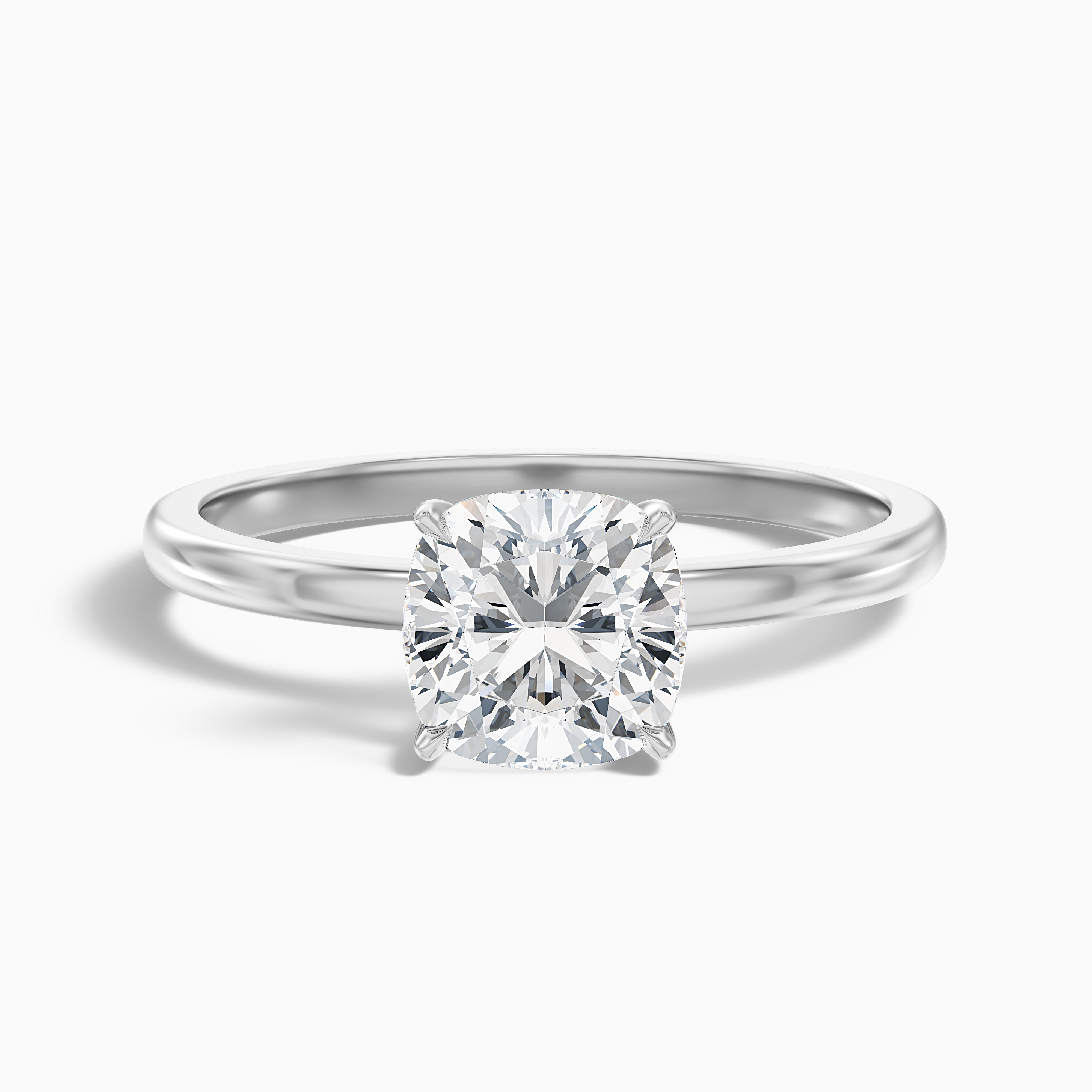 Ainsley Cushion Cut Low Profile Moissanite Diamond Ring