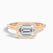 Koralyn Emerald East West Bezel Moissanite Diamond Engagement Ring