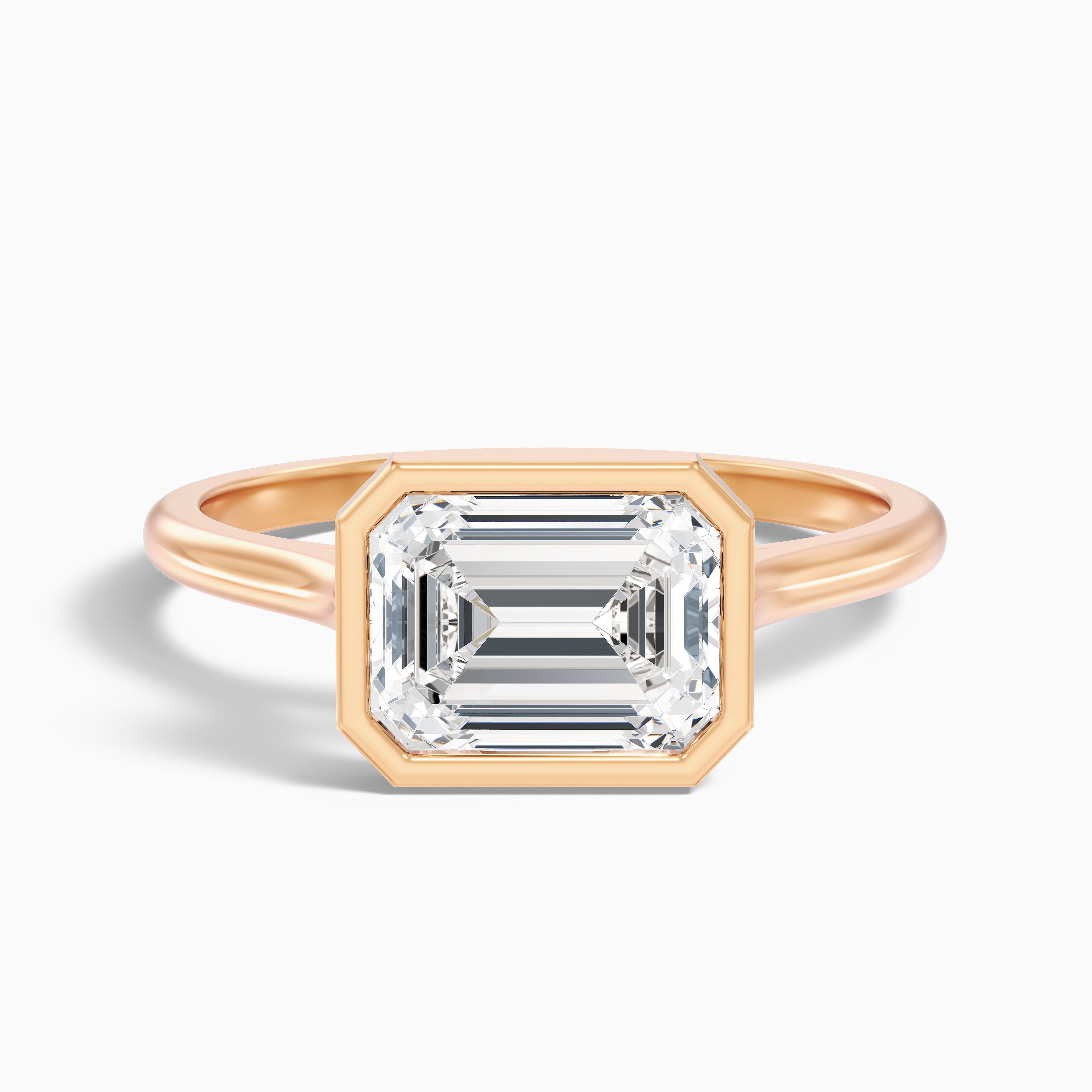 Koralyn Emerald East West Bezel Moissanite Diamond Engagement Ring