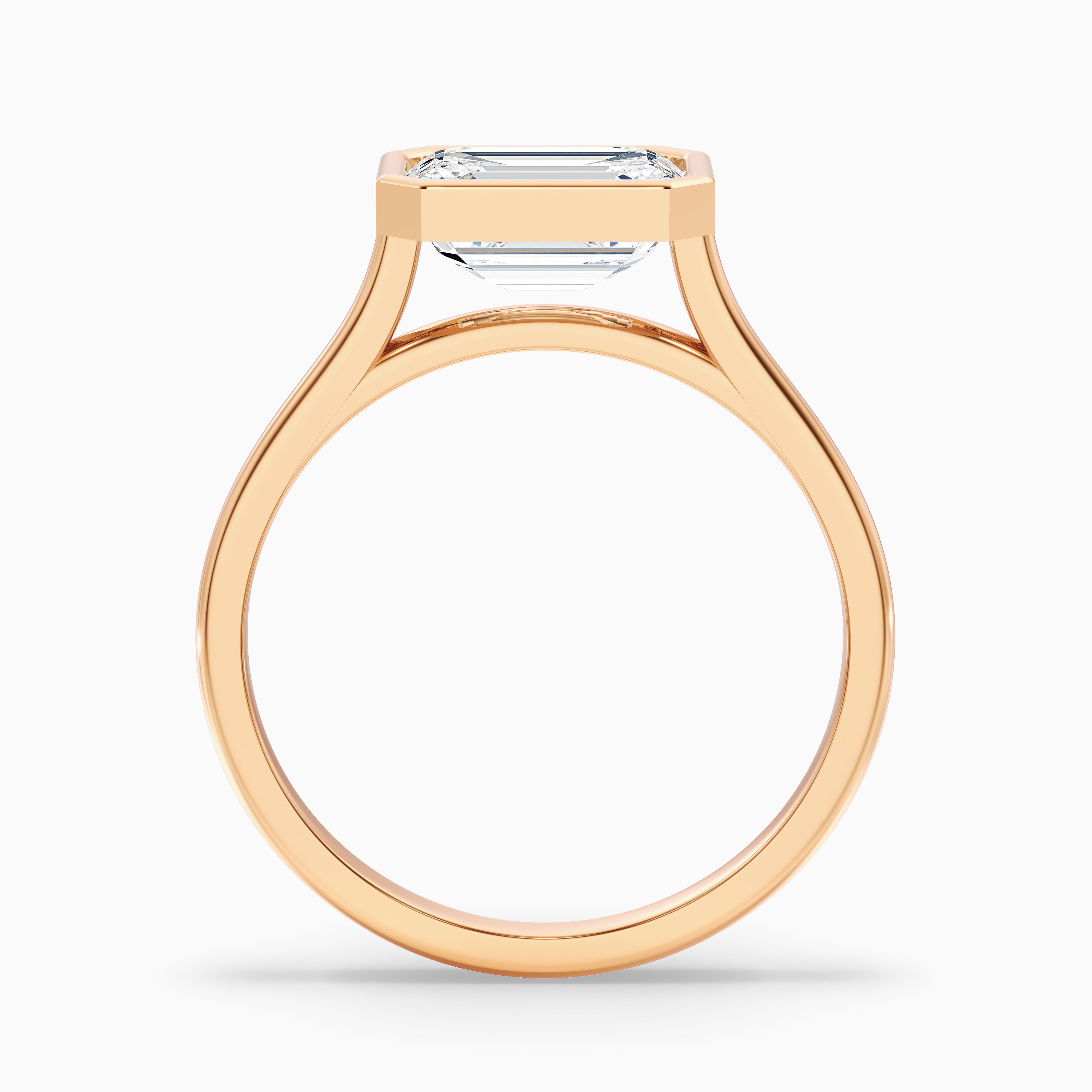 Koralyn Emerald East West Bezel Moissanite Diamond Engagement Ring