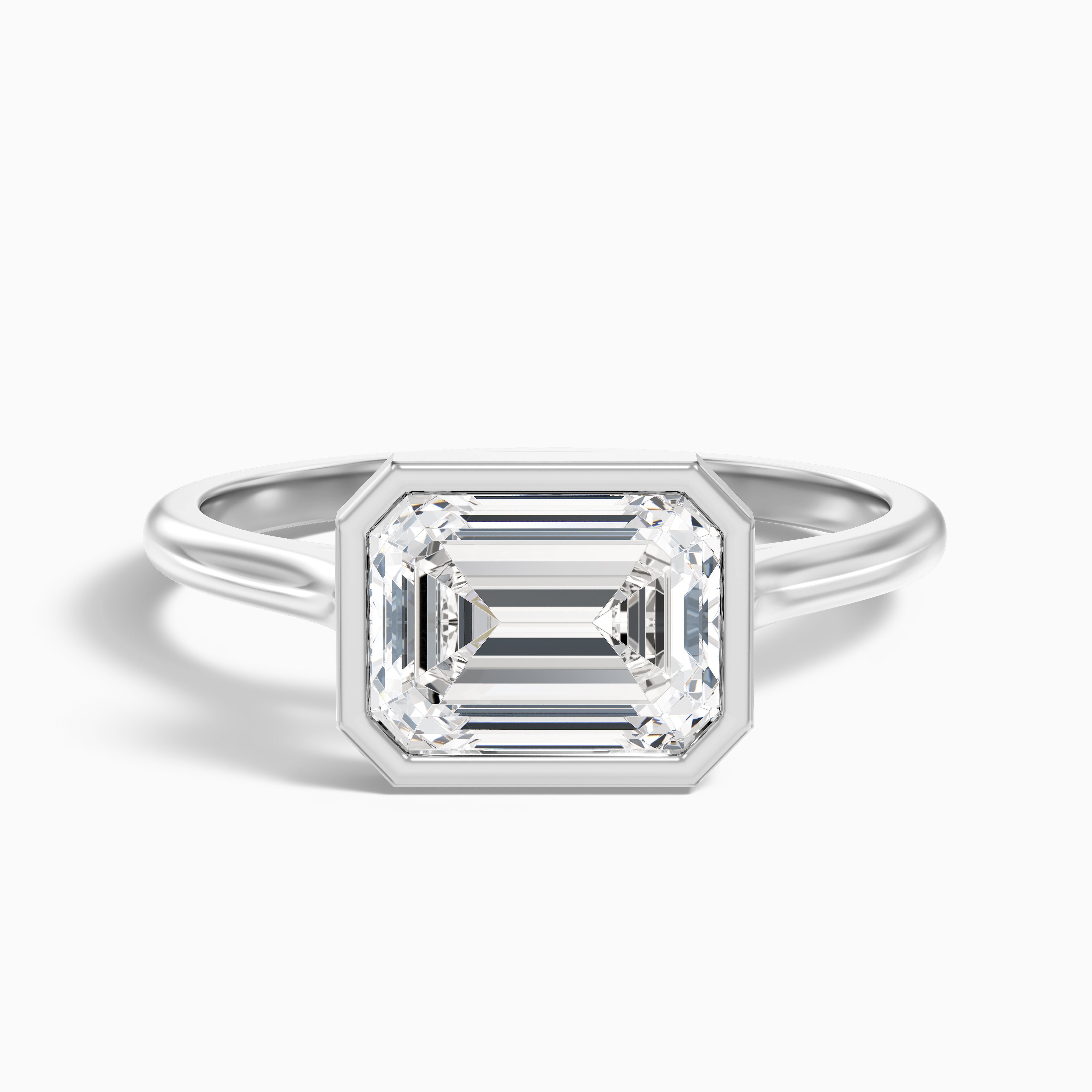 Koralyn Emerald East West Bezel Lab Grown Diamond Engagement Ring